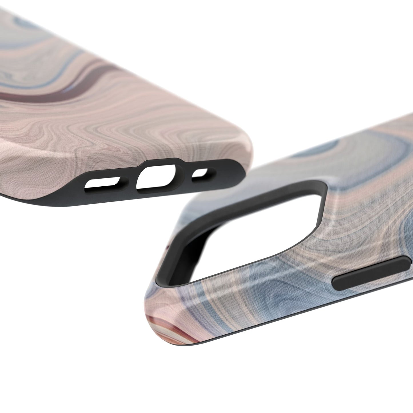Marble Swirl Elegance – MagSafe Case with Abstract Blue & Pink Marble Art - BOGO Cases