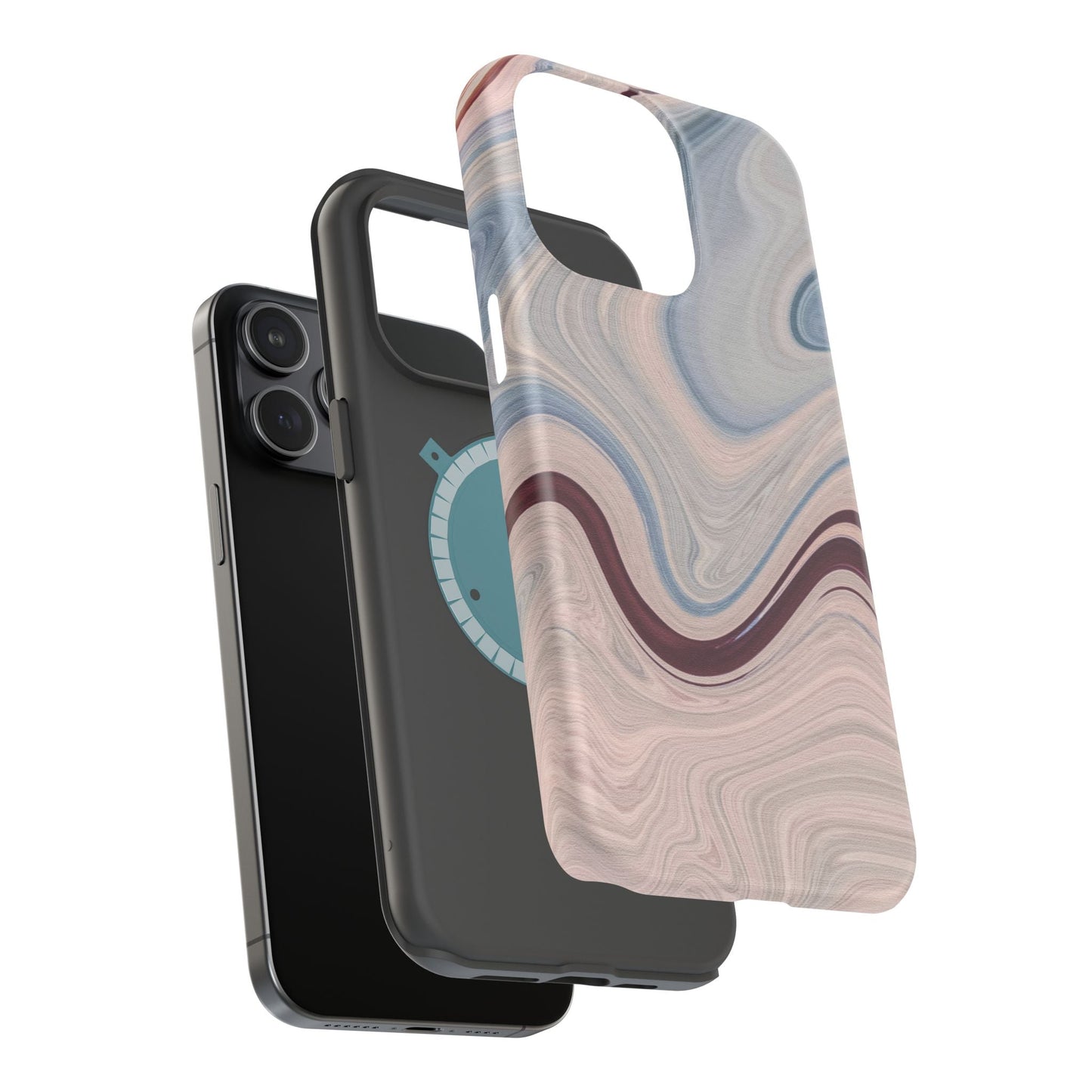 Marble Swirl Elegance – MagSafe Case with Abstract Blue & Pink Marble Art - BOGO Cases