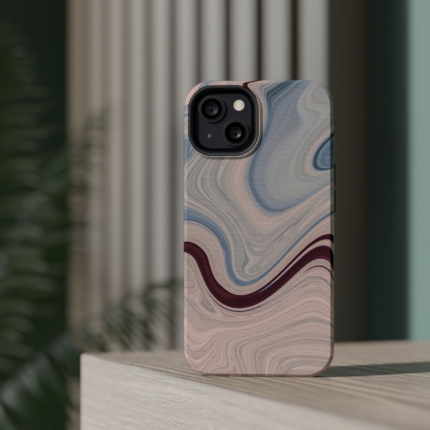 Marble Swirl Elegance – MagSafe Case with Abstract Blue & Pink Marble Art - BOGO Cases
