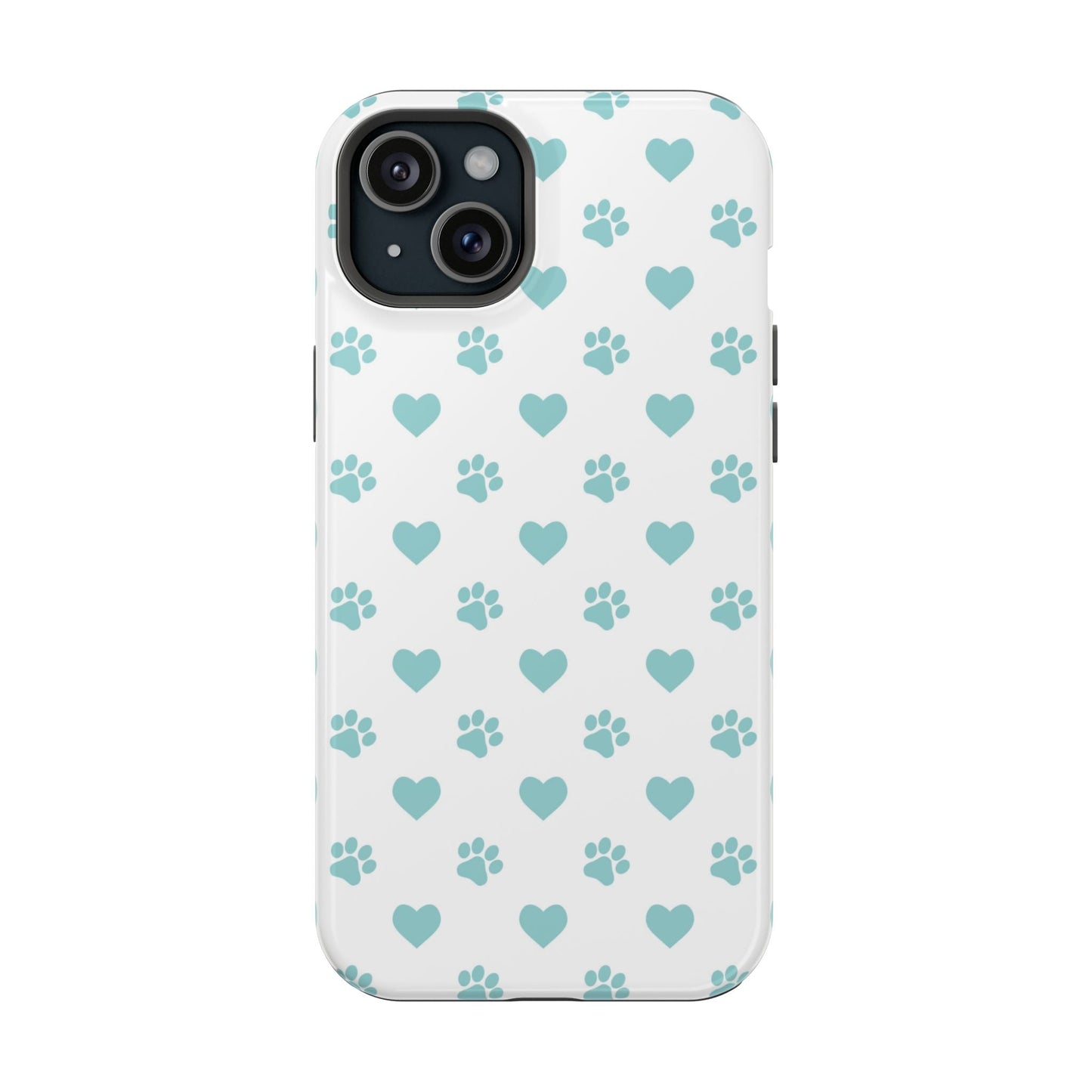 Mint Green Paw Print & Heart MagSafe Case – Pet Lover’s Magnetic Style - BOGO Cases