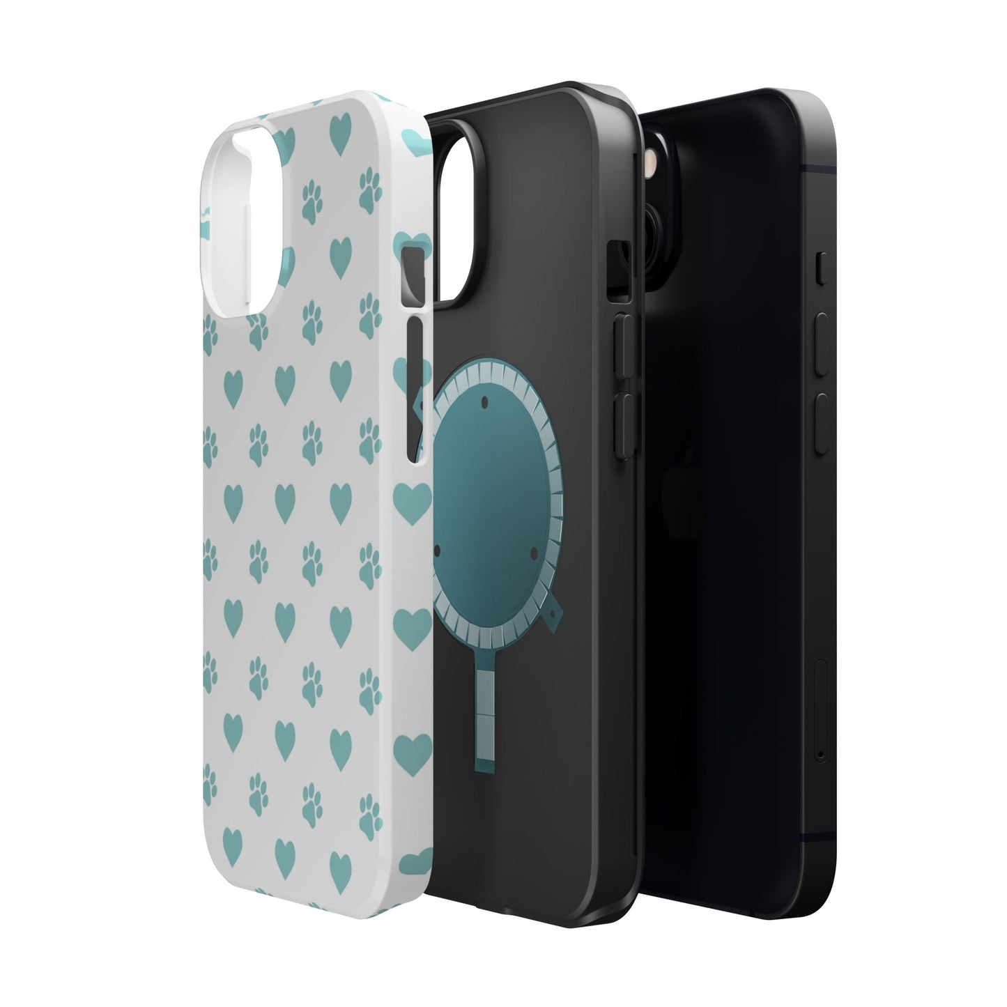 Mint Green Paw Print & Heart MagSafe Case – Pet Lover’s Magnetic Style - BOGO Cases