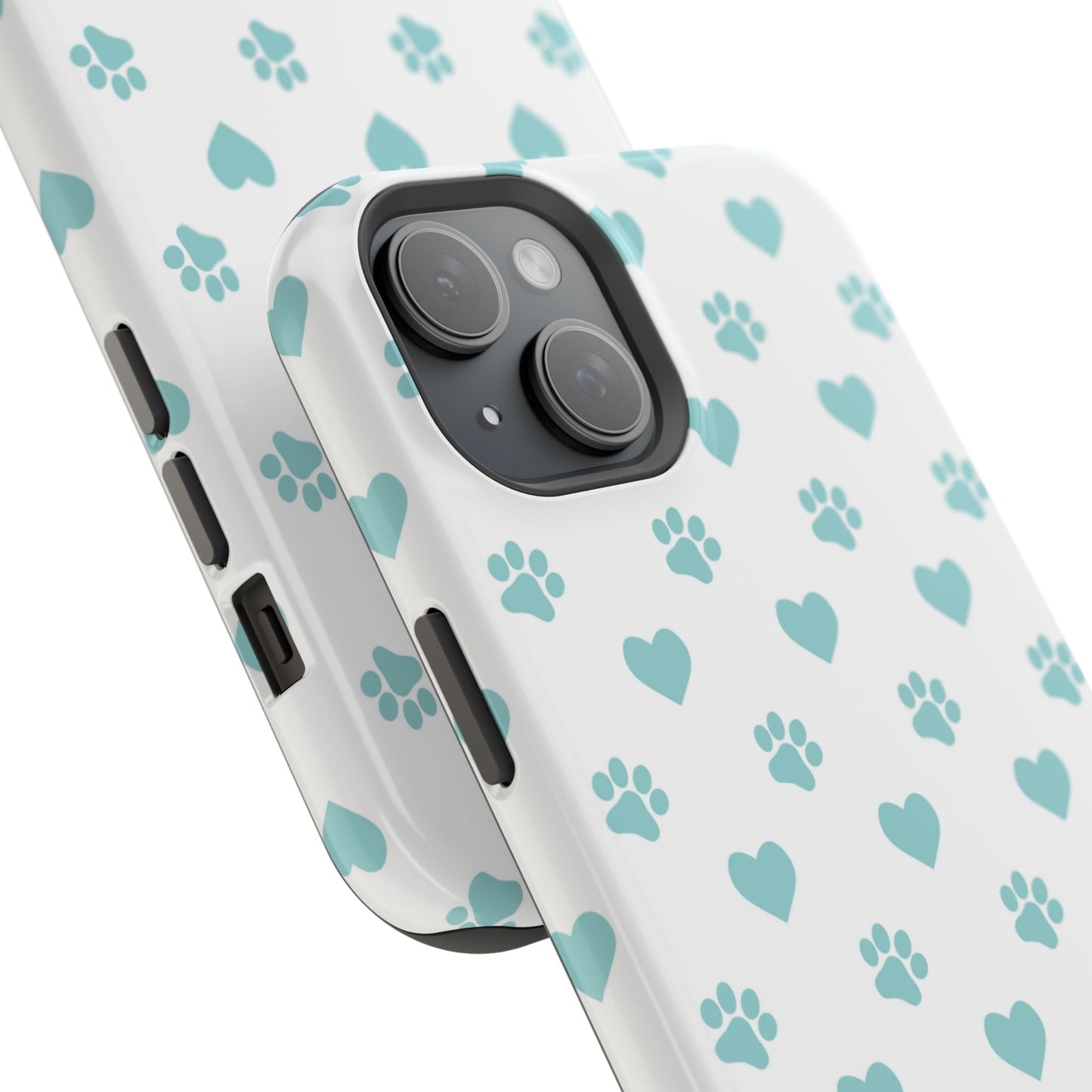 Mint Green Paw Print & Heart MagSafe Case – Pet Lover’s Magnetic Style - BOGO Cases