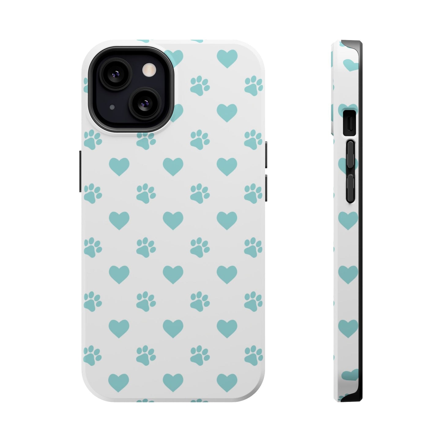 Mint Green Paw Print & Heart MagSafe Case – Pet Lover’s Magnetic Style - BOGO Cases