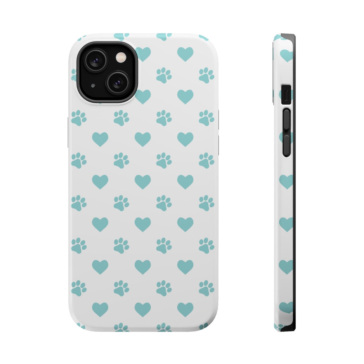 Mint Green Paw Print & Heart MagSafe Case – Pet Lover’s Magnetic Style - BOGO Cases