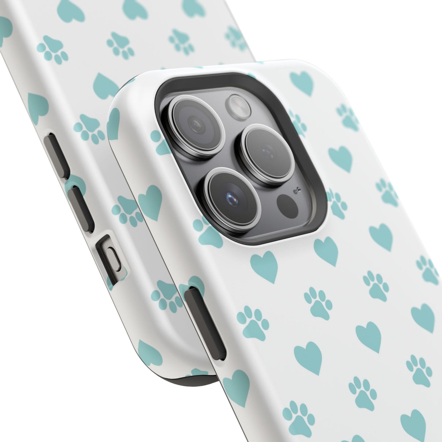 Mint Green Paw Print & Heart MagSafe Case – Pet Lover’s Magnetic Style - BOGO Cases