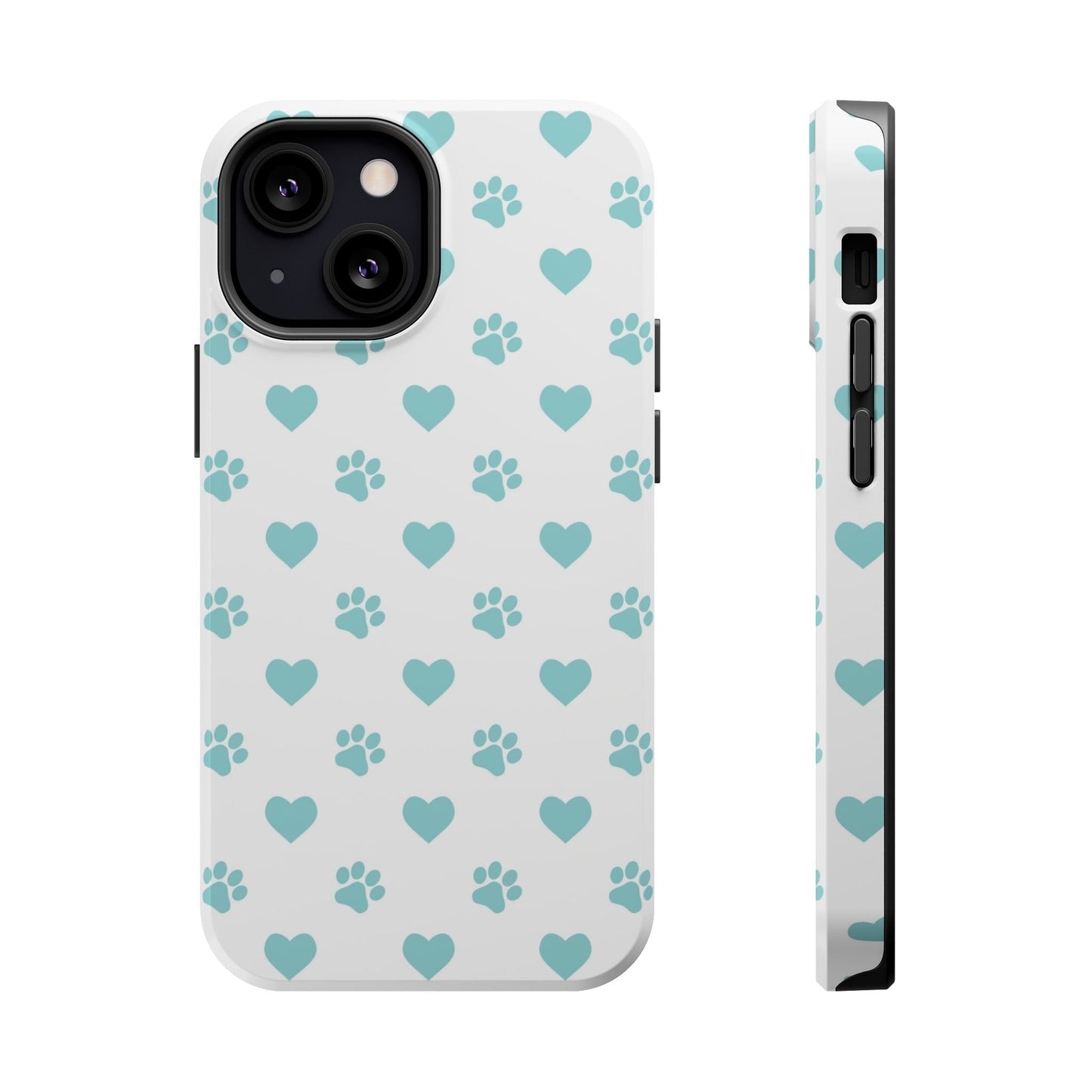 Mint Green Paw Print & Heart MagSafe Case – Pet Lover’s Magnetic Style - BOGO Cases