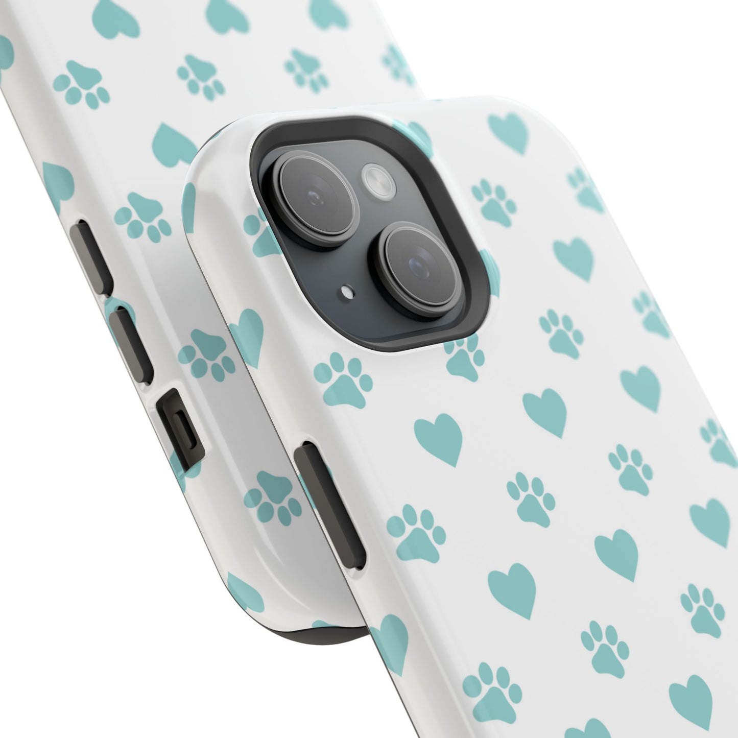 Mint Green Paw Print & Heart MagSafe Case – Pet Lover’s Magnetic Style - BOGO Cases