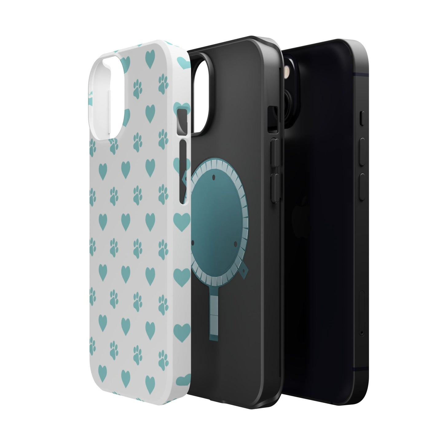 Mint Green Paw Print & Heart MagSafe Case – Pet Lover’s Magnetic Style - BOGO Cases