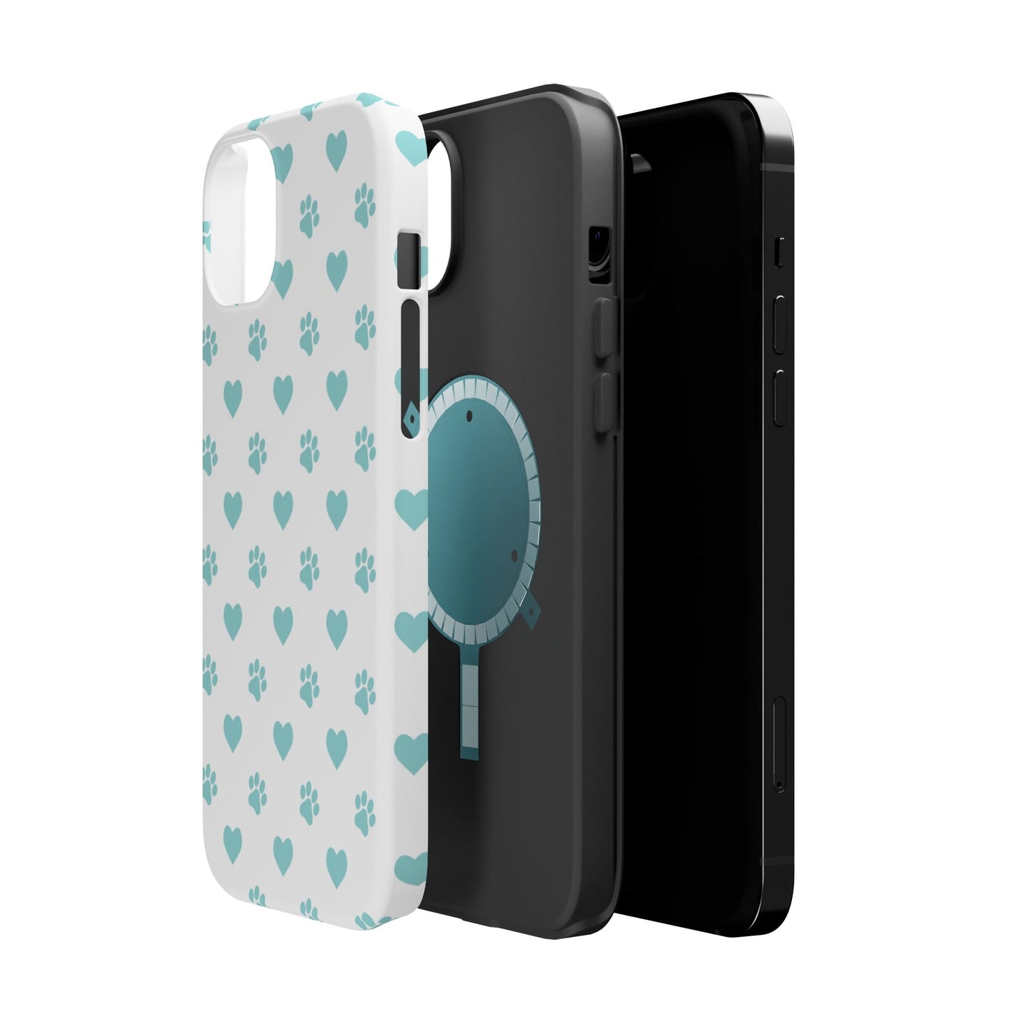 Mint Green Paw Print & Heart MagSafe Case – Pet Lover’s Magnetic Style - BOGO Cases