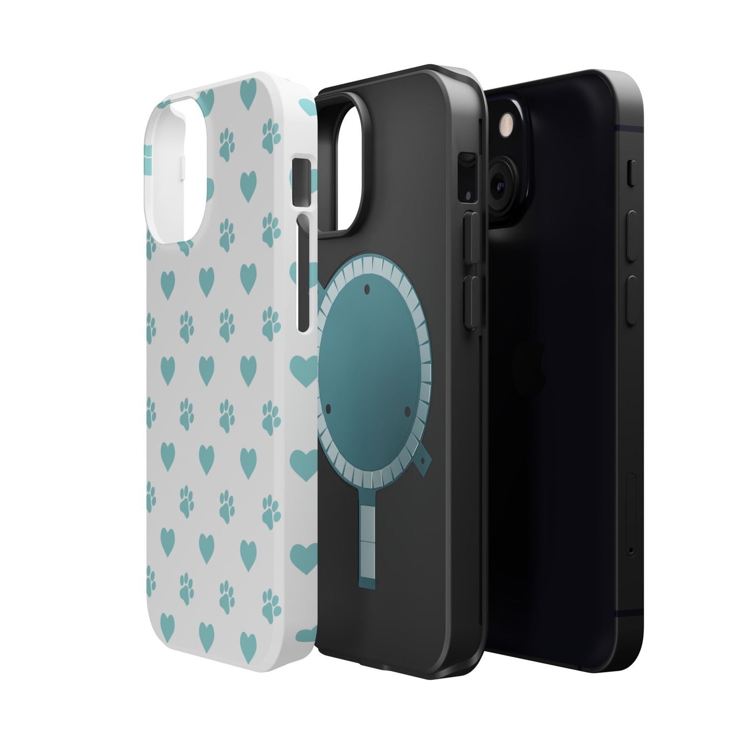 Mint Green Paw Print & Heart MagSafe Case – Pet Lover’s Magnetic Style - BOGO Cases