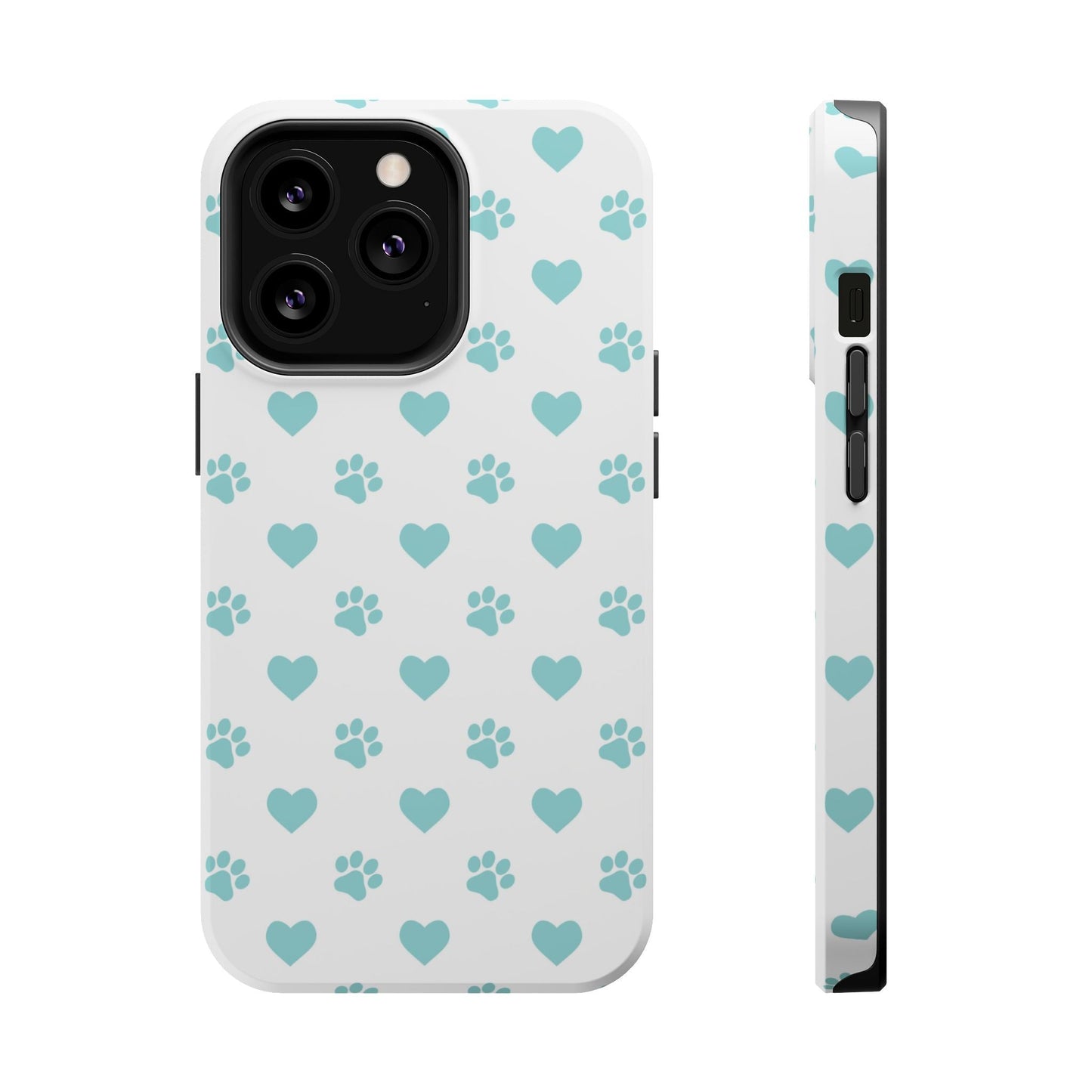 Mint Green Paw Print & Heart MagSafe Case – Pet Lover’s Magnetic Style - BOGO Cases