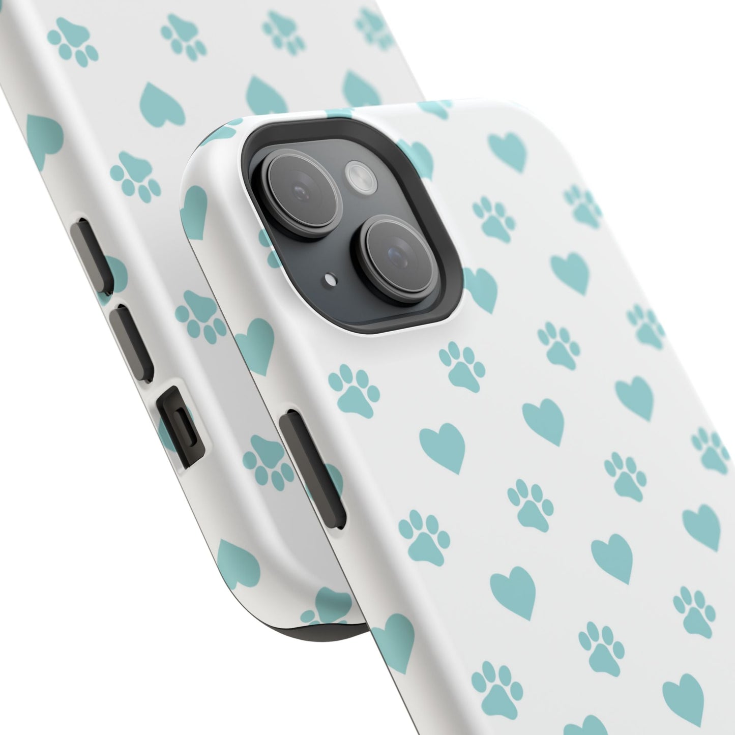Mint Green Paw Print & Heart MagSafe Case – Pet Lover’s Magnetic Style - BOGO Cases
