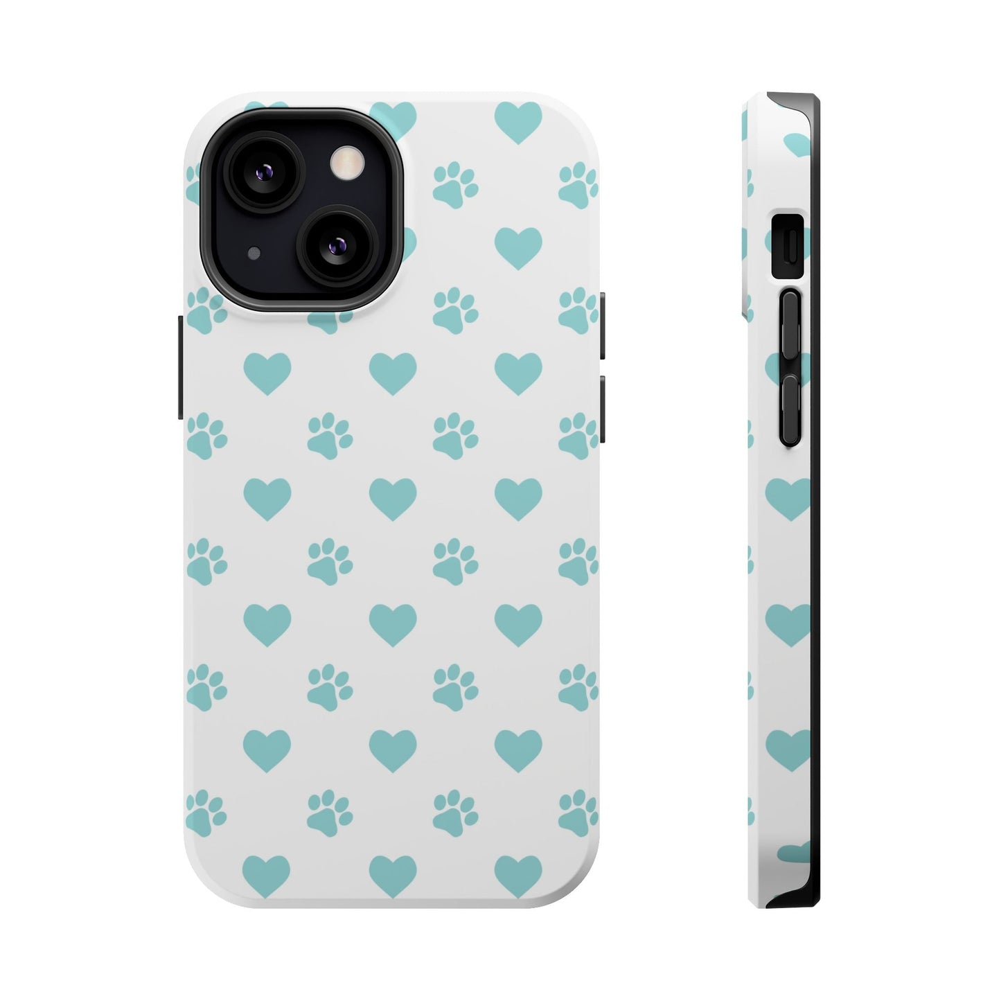 Mint Green Paw Print & Heart MagSafe Case – Pet Lover’s Magnetic Style - BOGO Cases