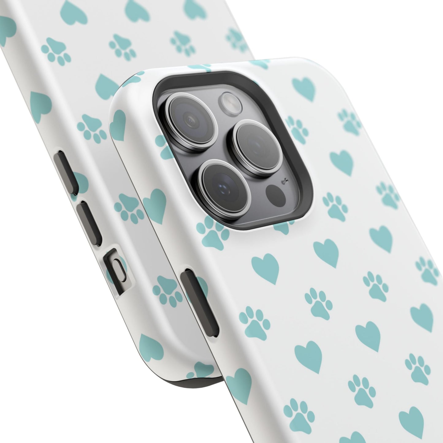Mint Green Paw Print & Heart MagSafe Case – Pet Lover’s Magnetic Style - BOGO Cases