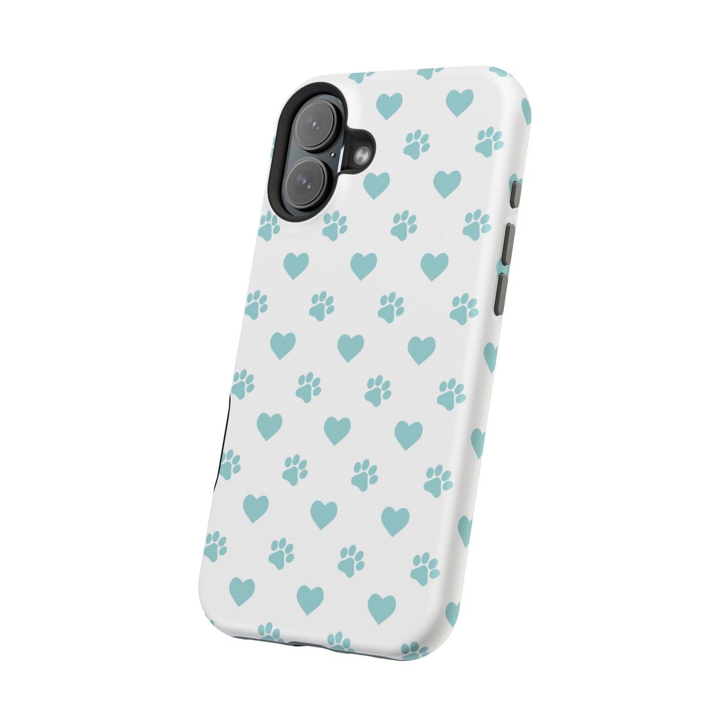 Mint Green Paw Print & Heart MagSafe Case – Pet Lover’s Magnetic Style - BOGO Cases