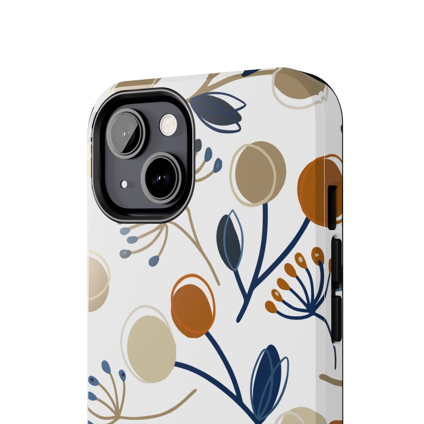 Modern Botanical Berries Tough iPhone Case – Earthy Tones & Navy Accents, Shock - Resistant - BOGO Cases