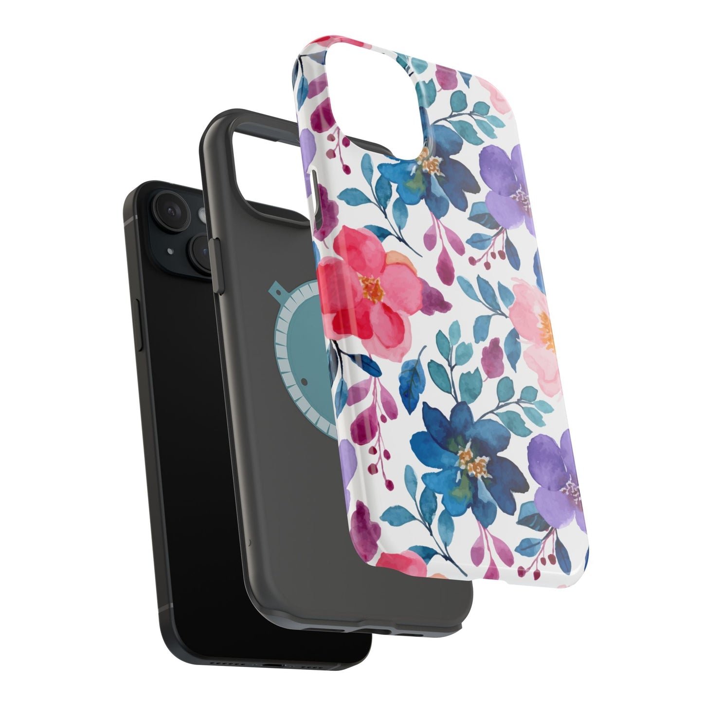 Mystic Bloom – MagSafe Case with Vibrant Watercolor Florals - BOGO Cases