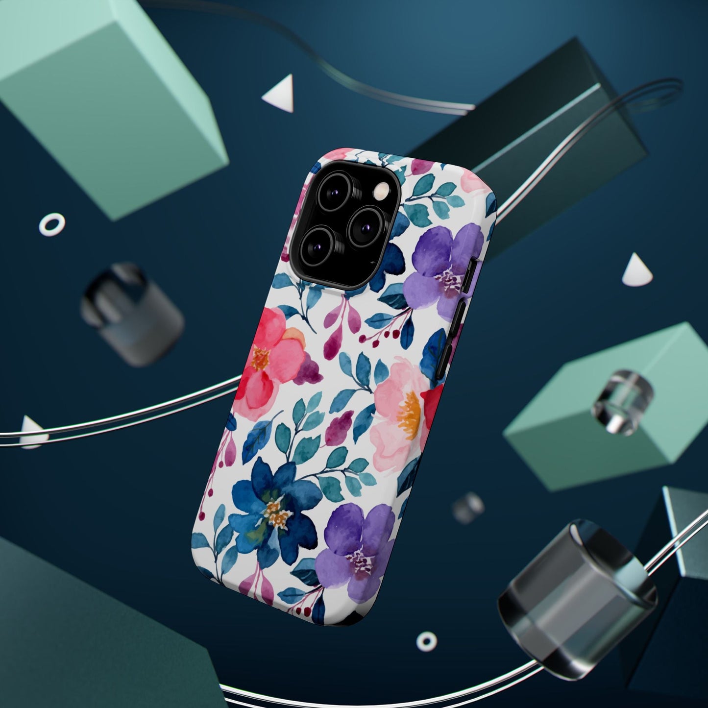 Mystic Bloom – MagSafe Case with Vibrant Watercolor Florals - BOGO Cases