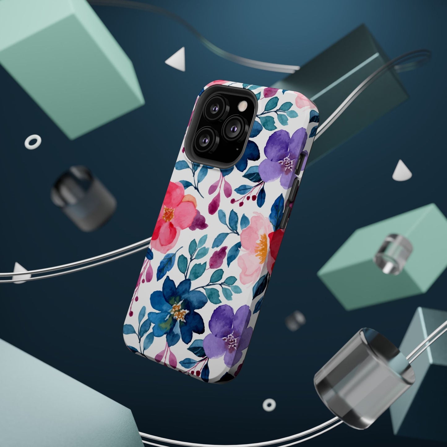 Mystic Bloom – MagSafe Case with Vibrant Watercolor Florals - BOGO Cases