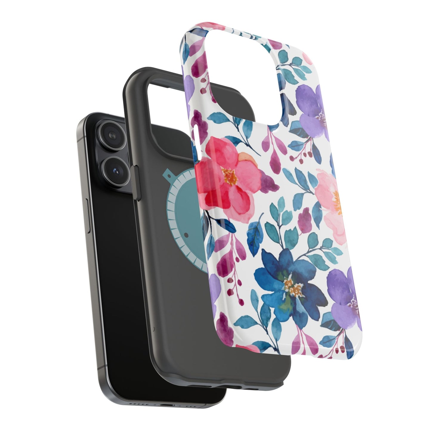Mystic Bloom – MagSafe Case with Vibrant Watercolor Florals - BOGO Cases