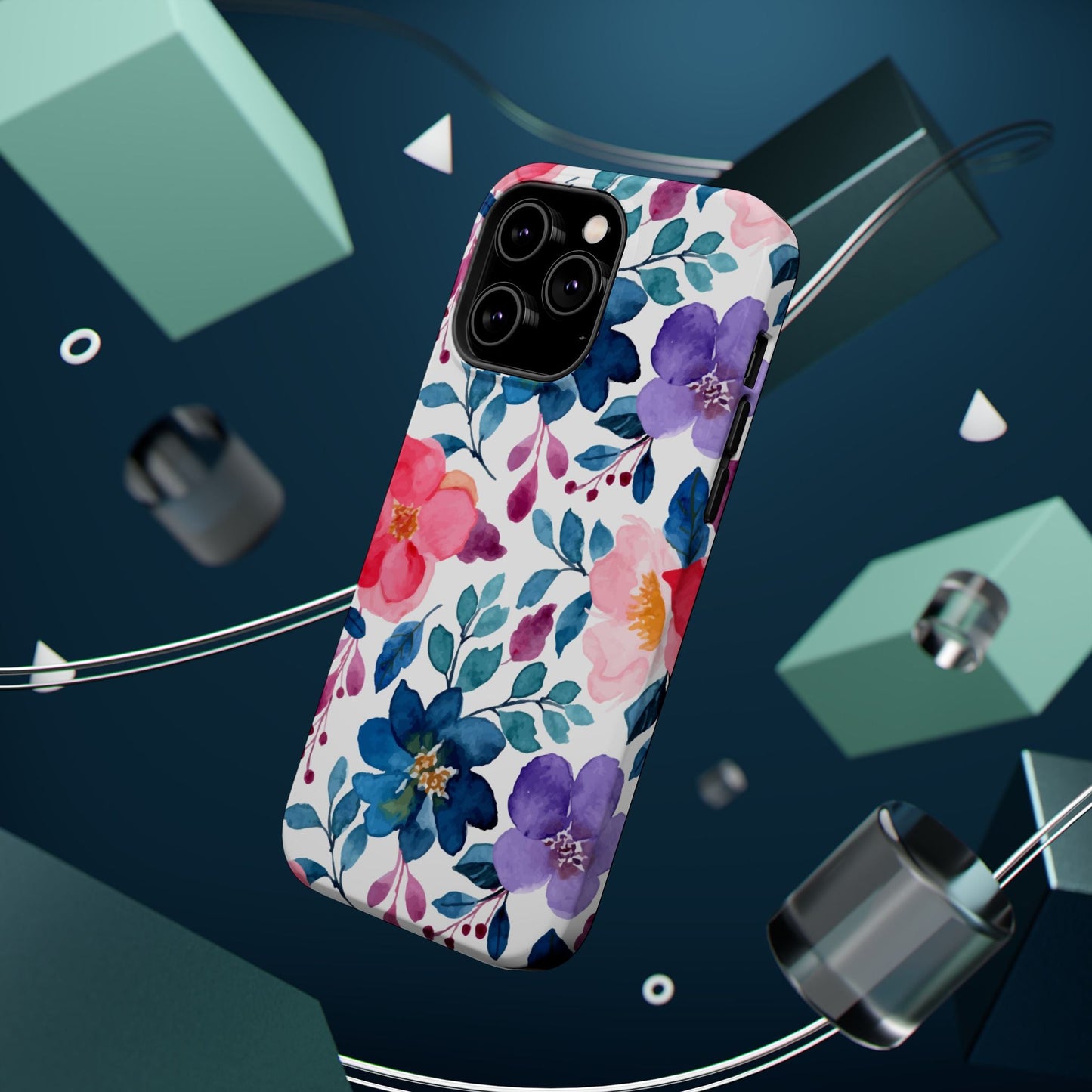 Mystic Bloom – MagSafe Case with Vibrant Watercolor Florals - BOGO Cases