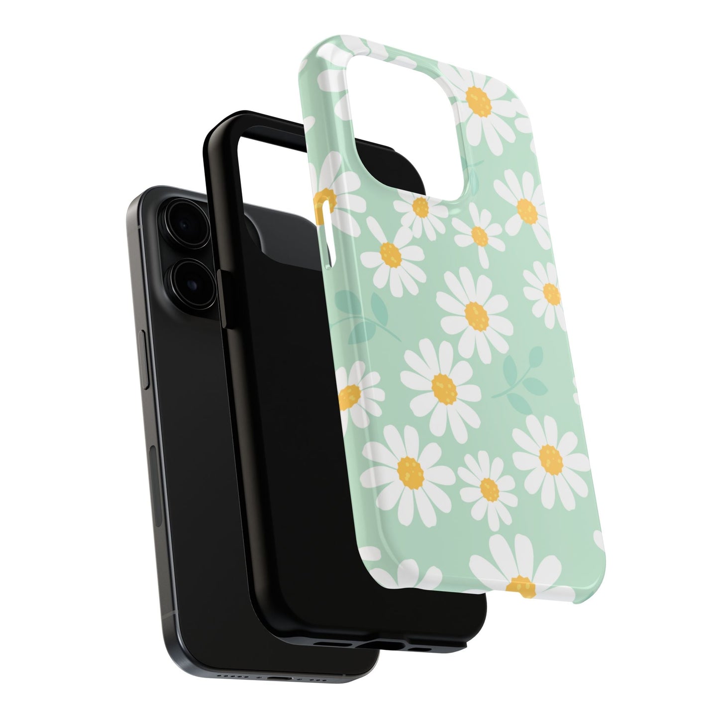 Pastel Daisy iPhone Case – Soft Mint Green Floral Design, Slim and Durable - BOGO Cases