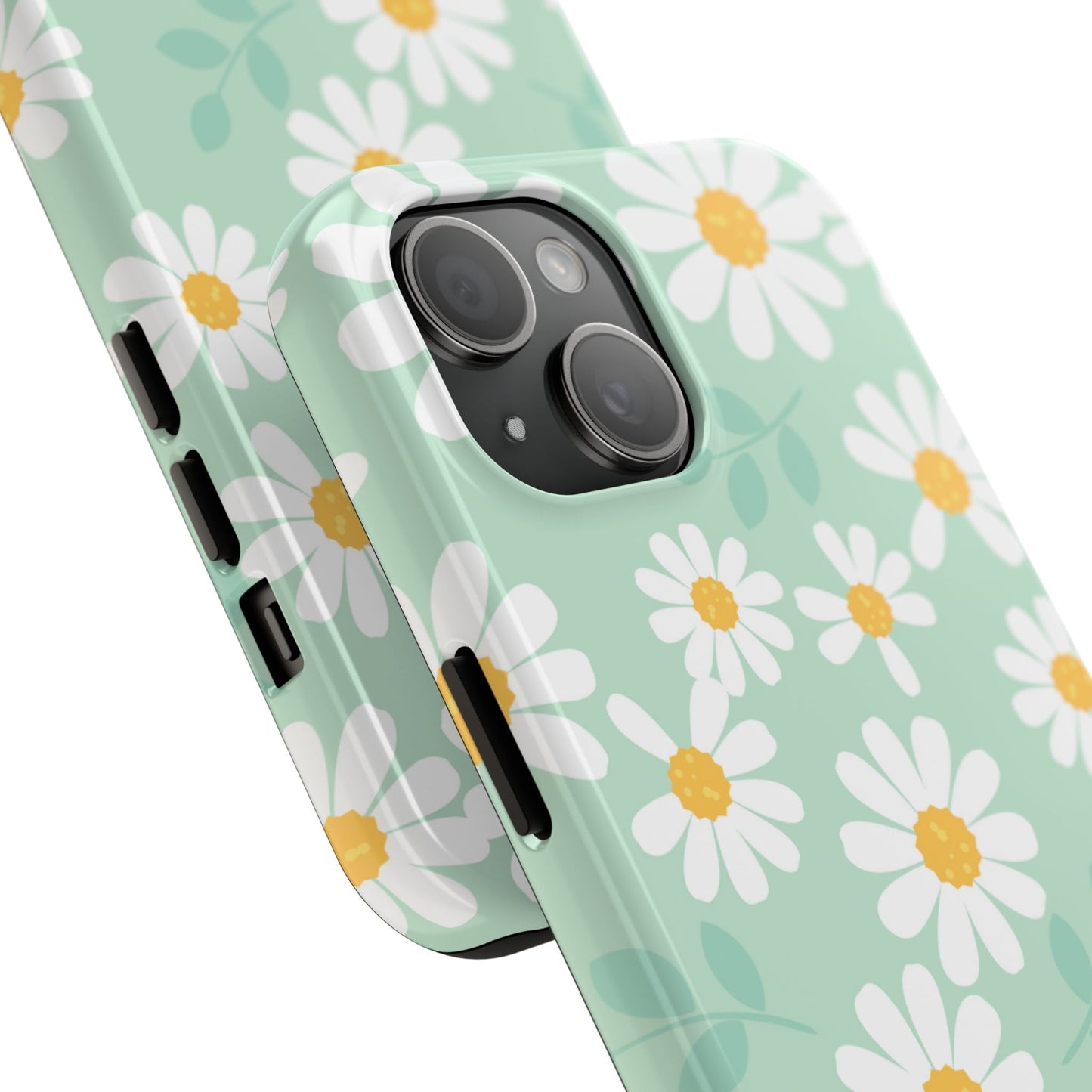 Pastel Daisy iPhone Case – Soft Mint Green Floral Design, Slim and Durable - BOGO Cases