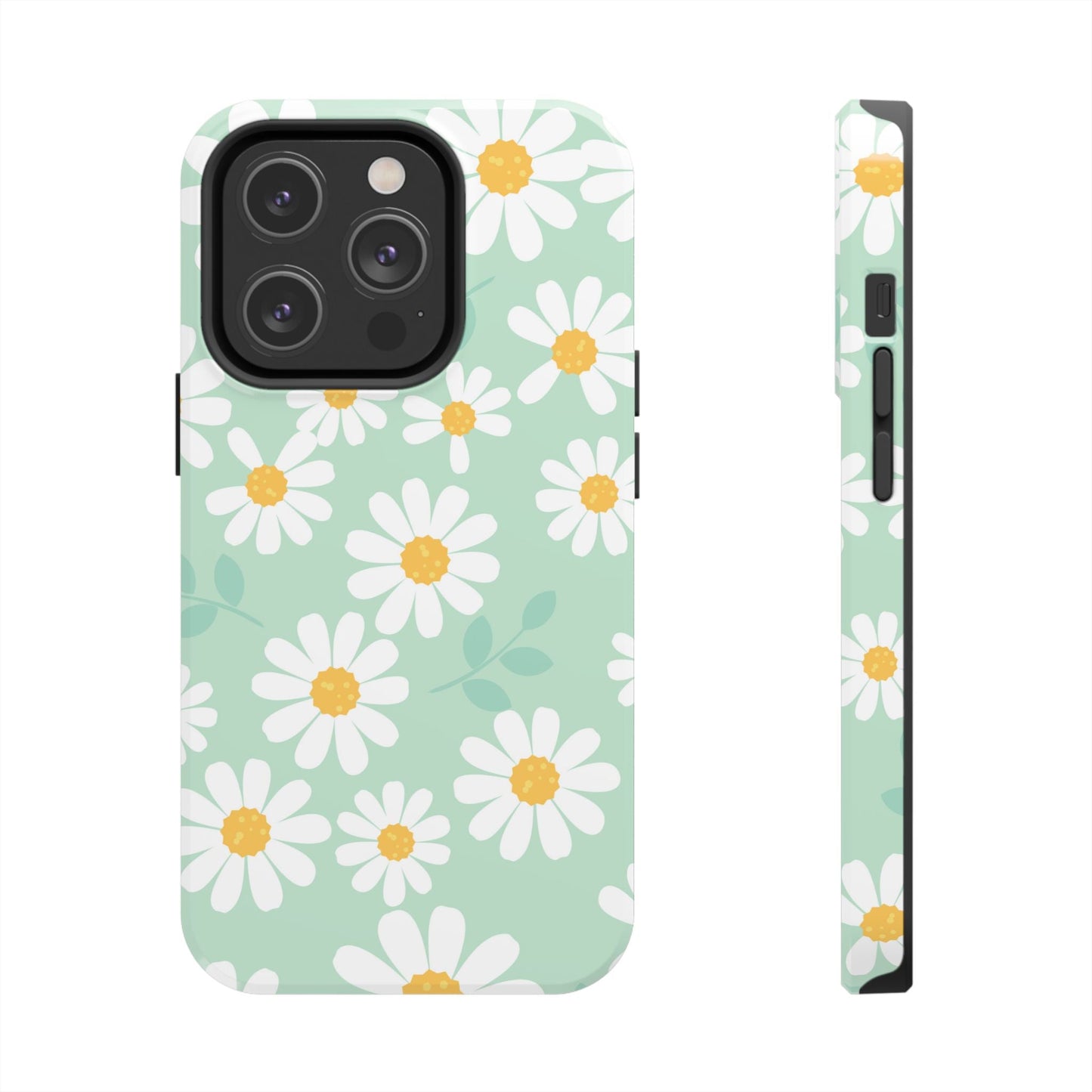 Pastel Daisy iPhone Case – Soft Mint Green Floral Design, Slim and Durable - BOGO Cases