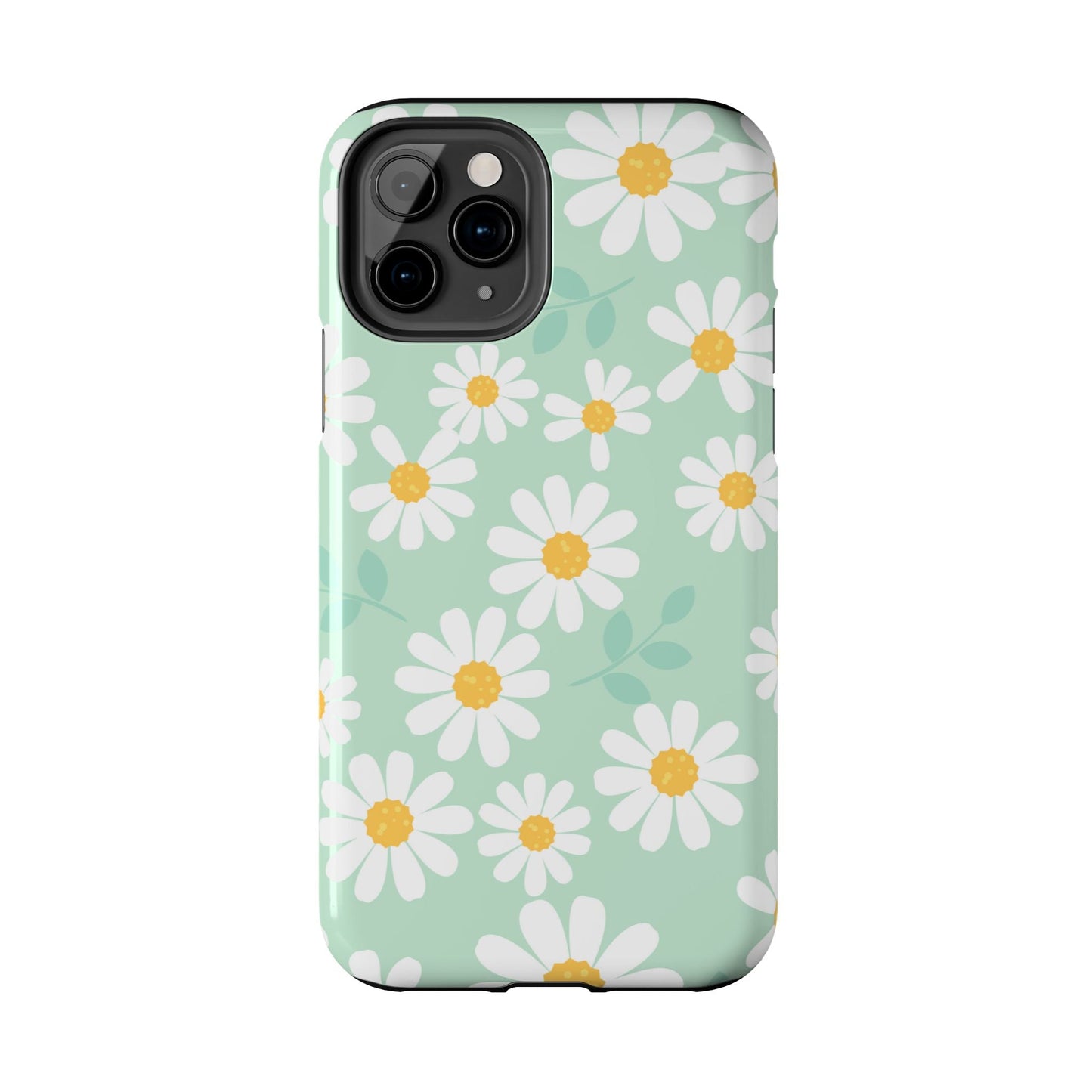 Pastel Daisy iPhone Case – Soft Mint Green Floral Design, Slim and Durable - BOGO Cases
