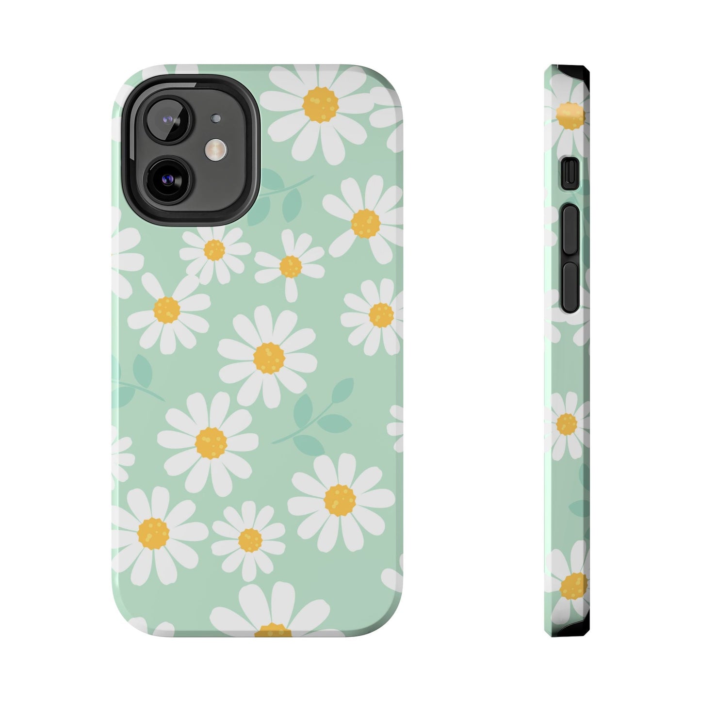 Pastel Daisy iPhone Case – Soft Mint Green Floral Design, Slim and Durable - BOGO Cases