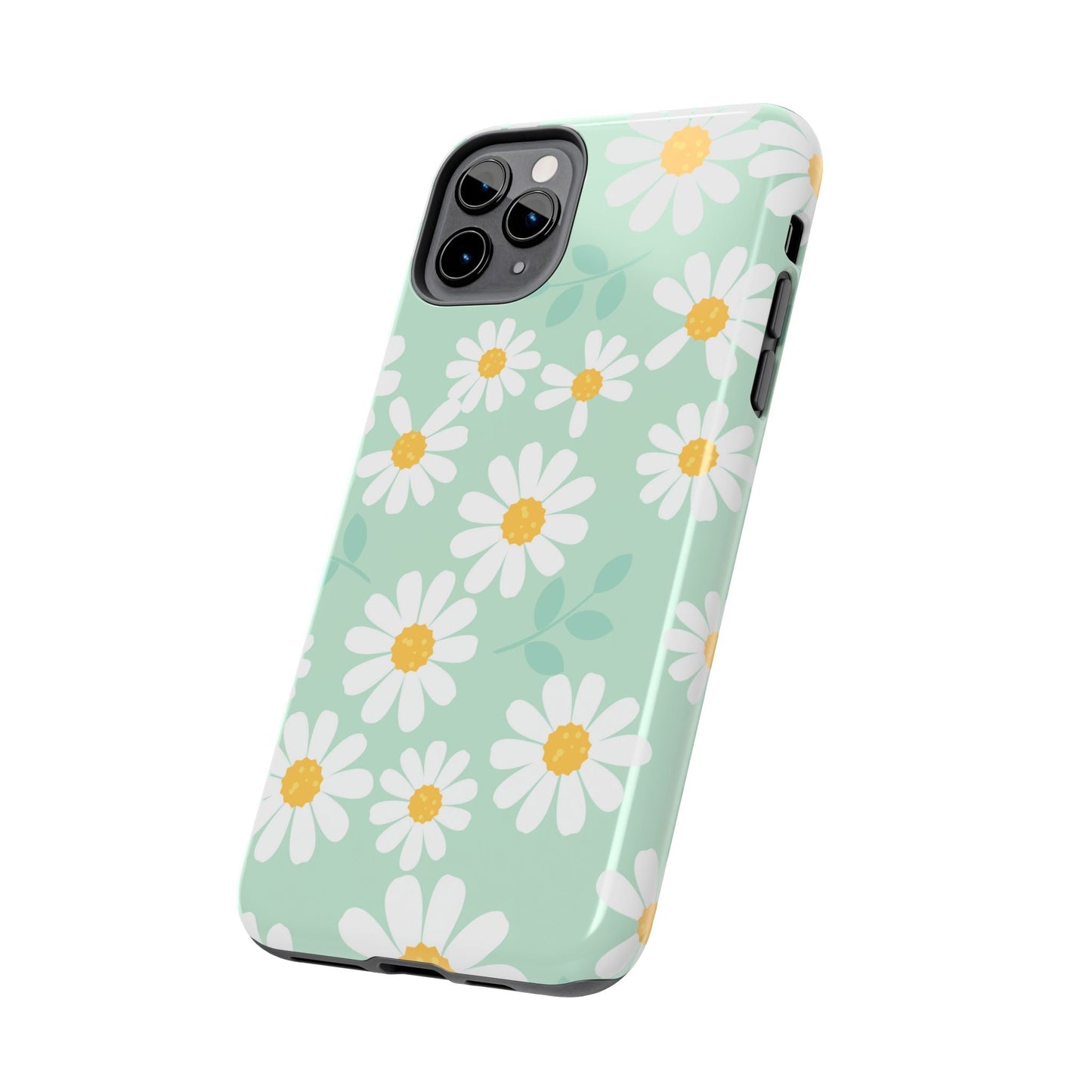 Pastel Daisy iPhone Case – Soft Mint Green Floral Design, Slim and Durable - BOGO Cases