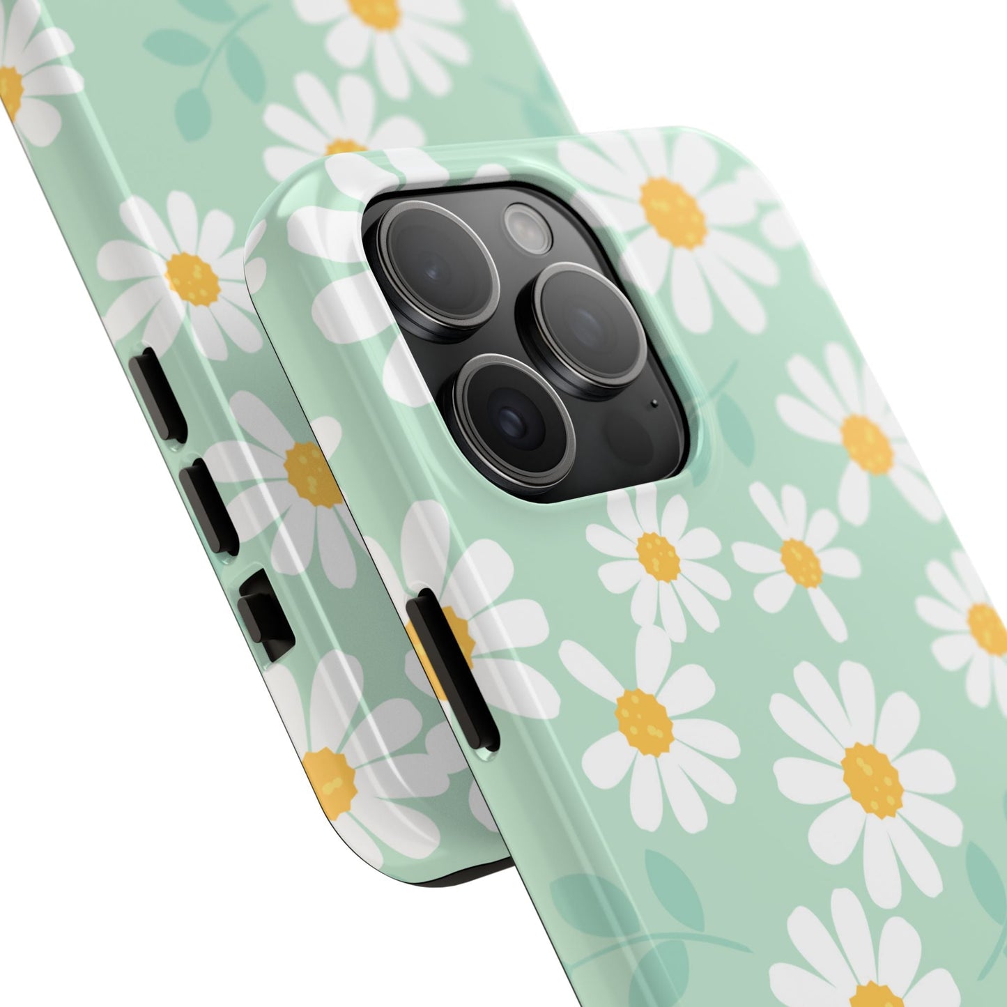 Pastel Daisy iPhone Case – Soft Mint Green Floral Design, Slim and Durable - BOGO Cases