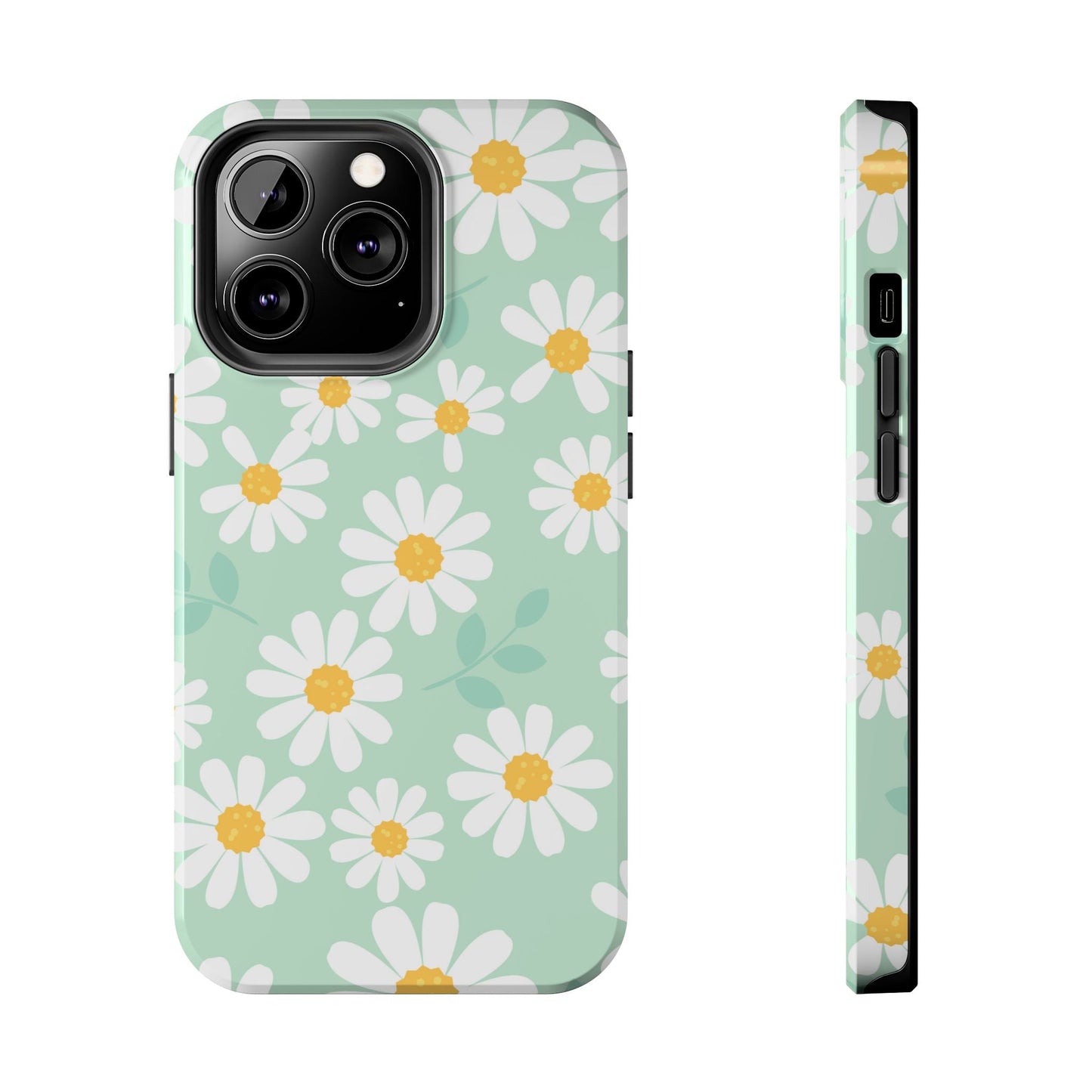 Pastel Daisy iPhone Case – Soft Mint Green Floral Design, Slim and Durable - BOGO Cases