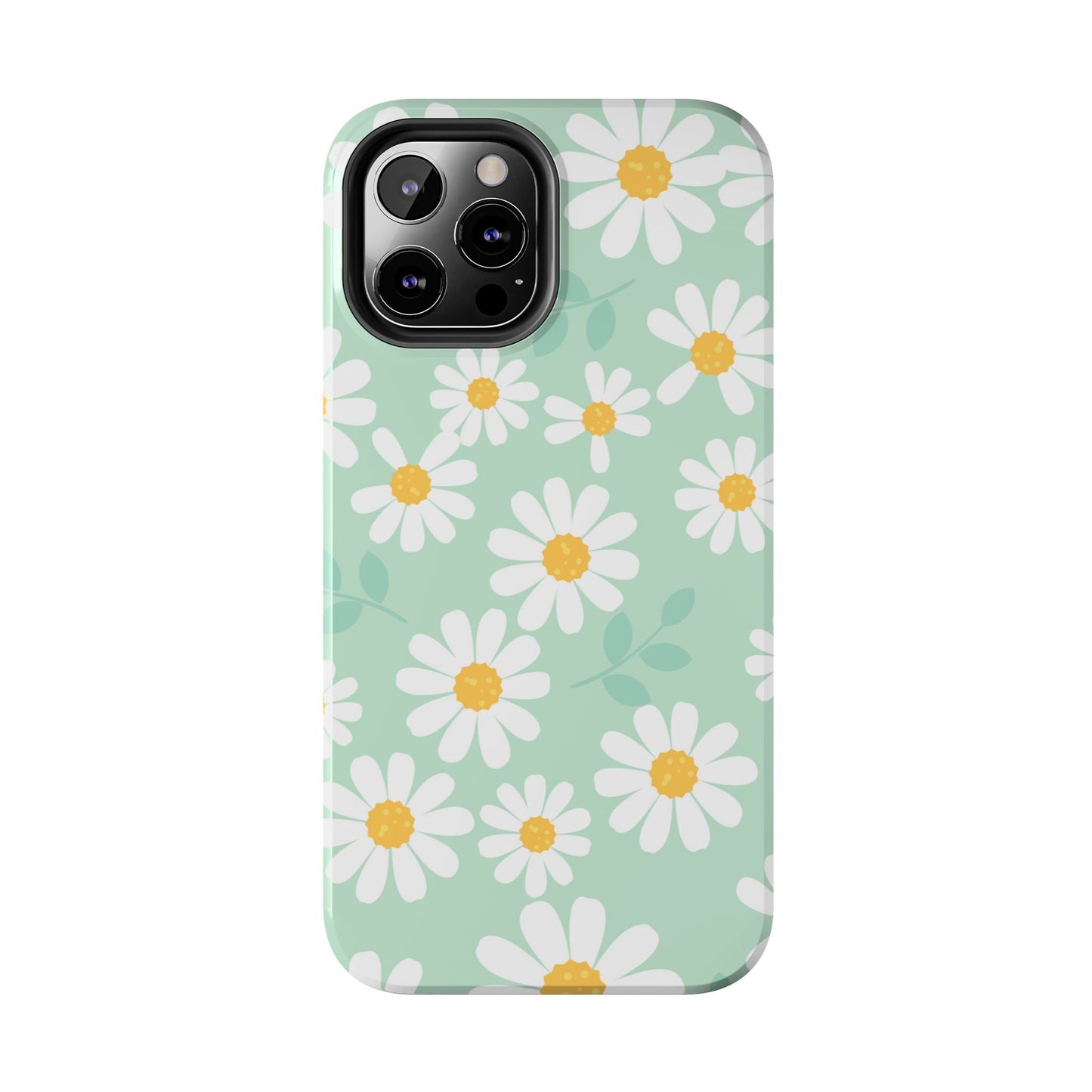 Pastel Daisy iPhone Case – Soft Mint Green Floral Design, Slim and Durable - BOGO Cases