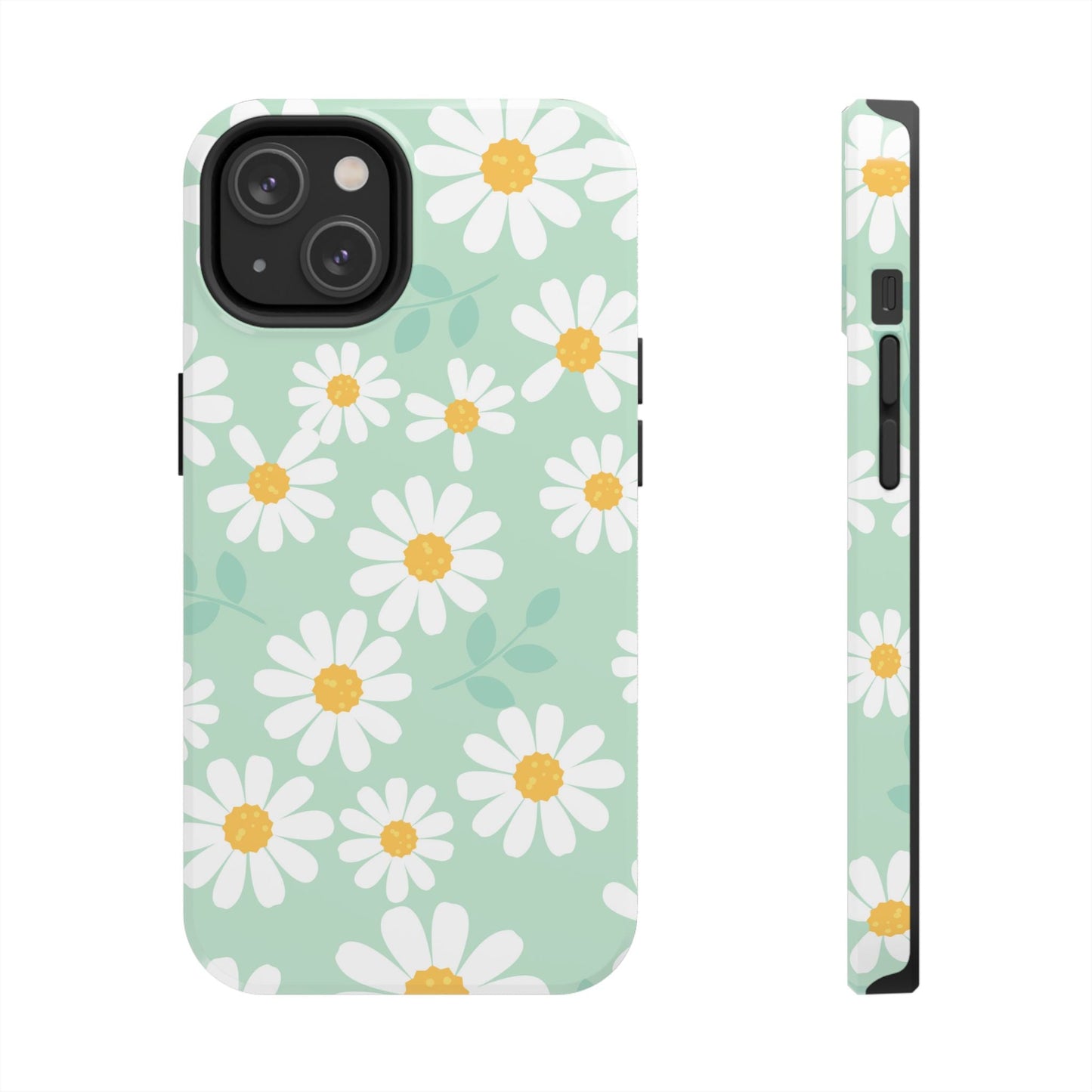 Pastel Daisy iPhone Case – Soft Mint Green Floral Design, Slim and Durable - BOGO Cases
