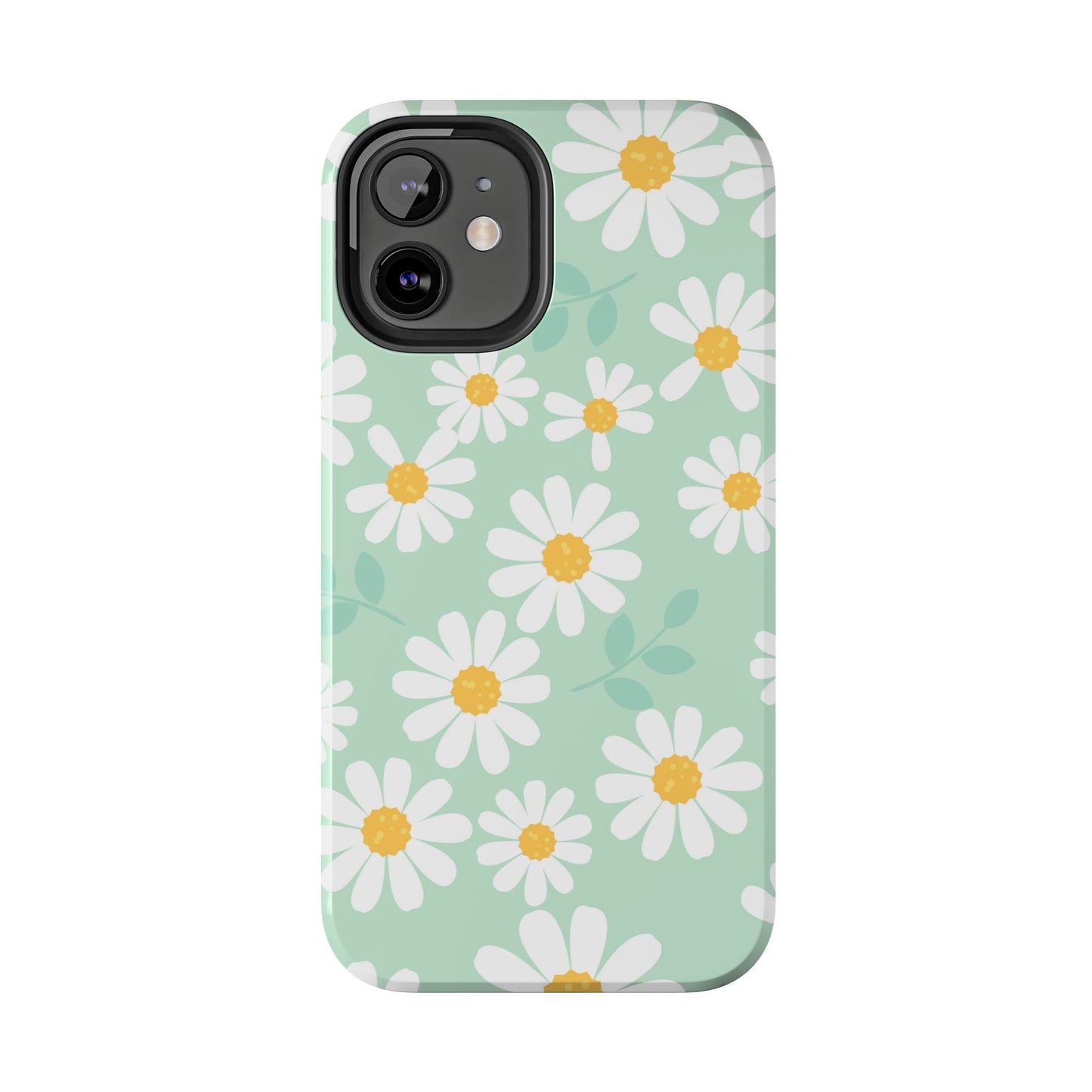 Pastel Daisy iPhone Case – Soft Mint Green Floral Design, Slim and Durable - BOGO Cases