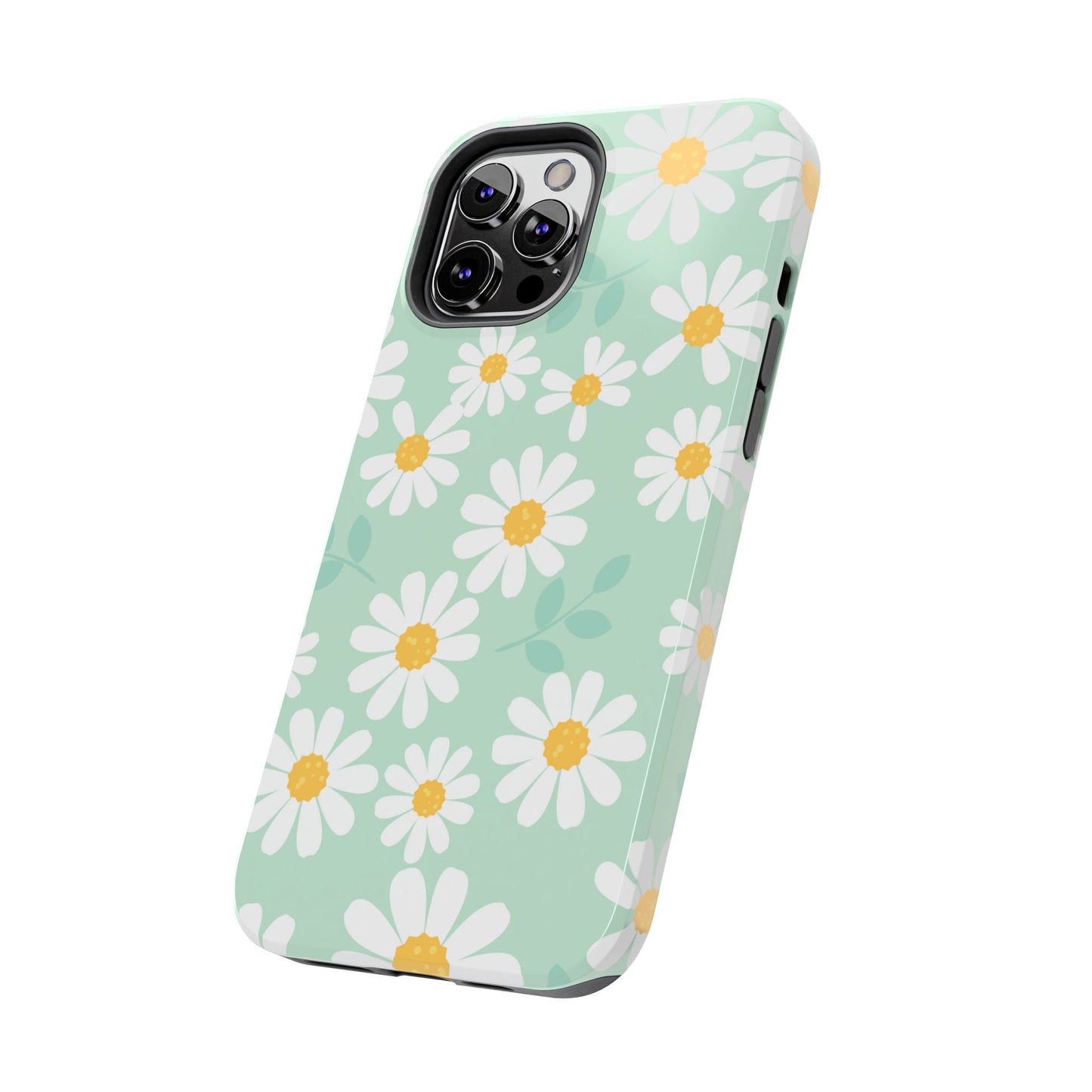 Pastel Daisy iPhone Case – Soft Mint Green Floral Design, Slim and Durable - BOGO Cases