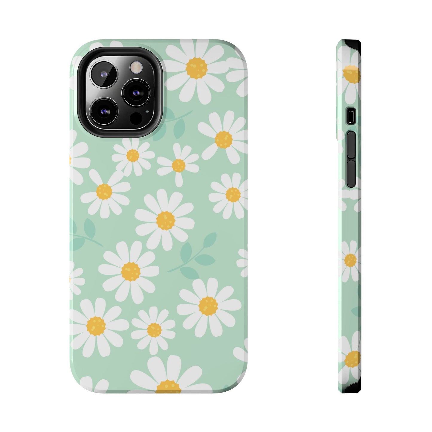 Pastel Daisy iPhone Case – Soft Mint Green Floral Design, Slim and Durable - BOGO Cases