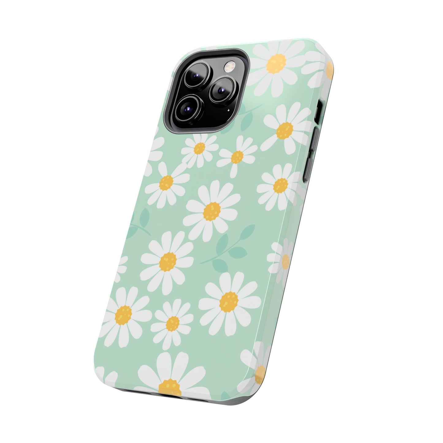 Pastel Daisy iPhone Case – Soft Mint Green Floral Design, Slim and Durable - BOGO Cases