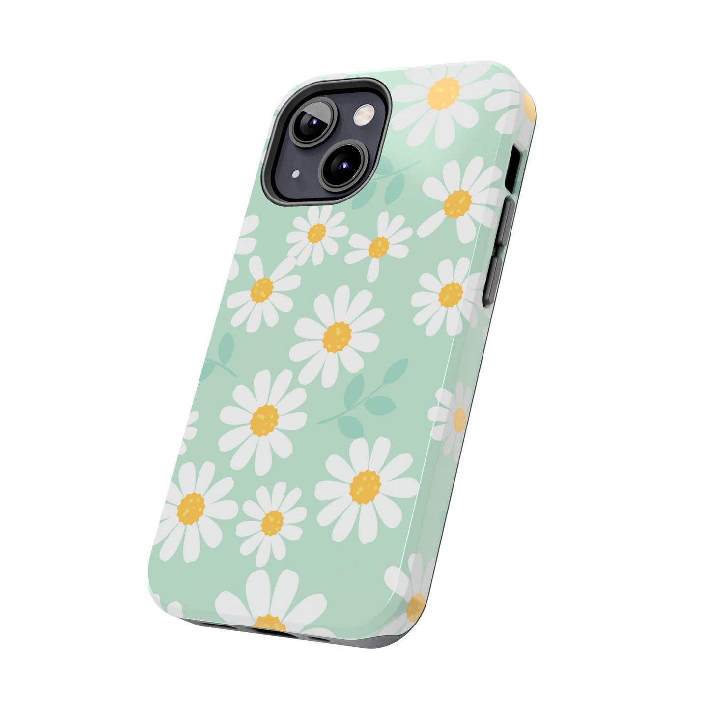 Pastel Daisy iPhone Case – Soft Mint Green Floral Design, Slim and Durable - BOGO Cases