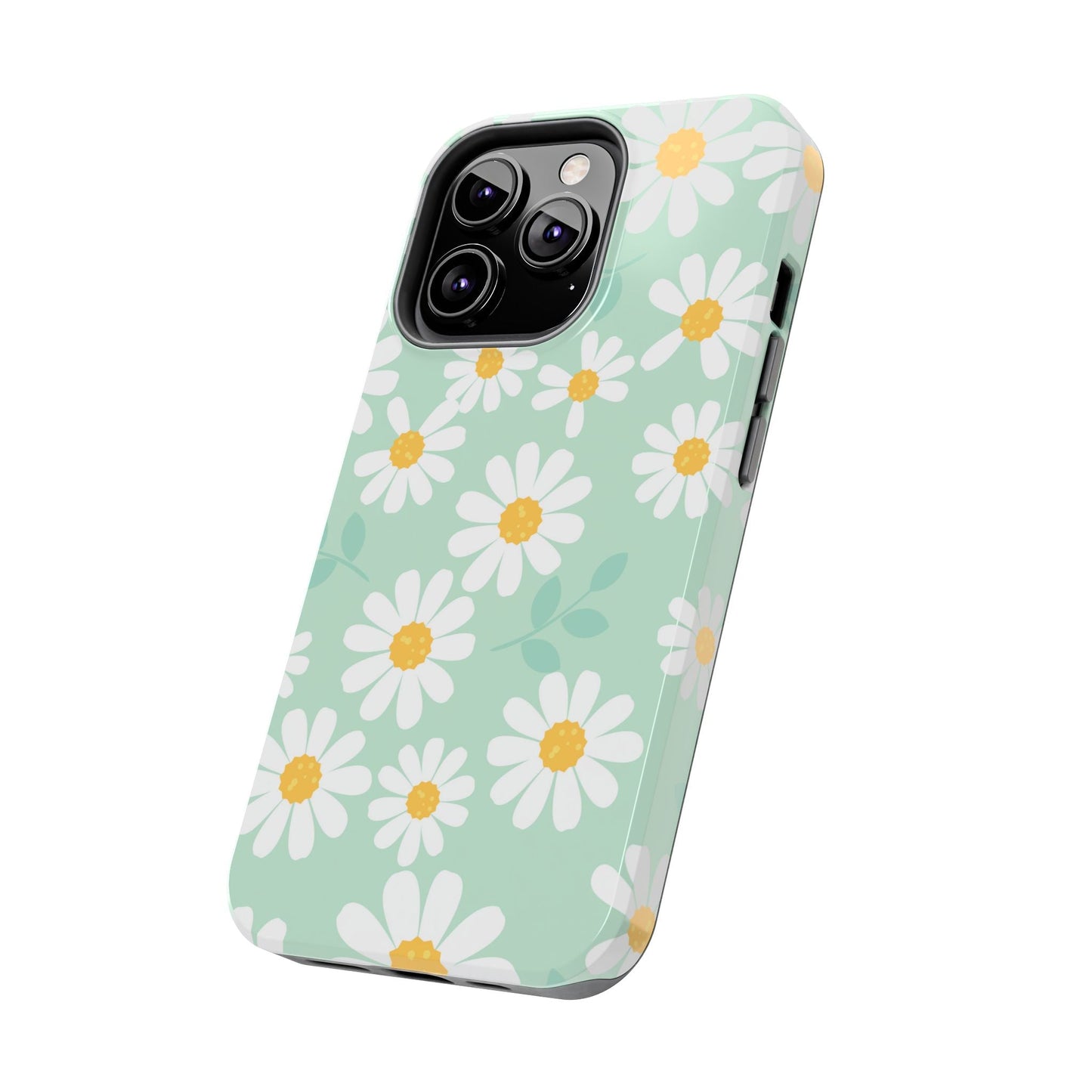 Pastel Daisy iPhone Case – Soft Mint Green Floral Design, Slim and Durable - BOGO Cases