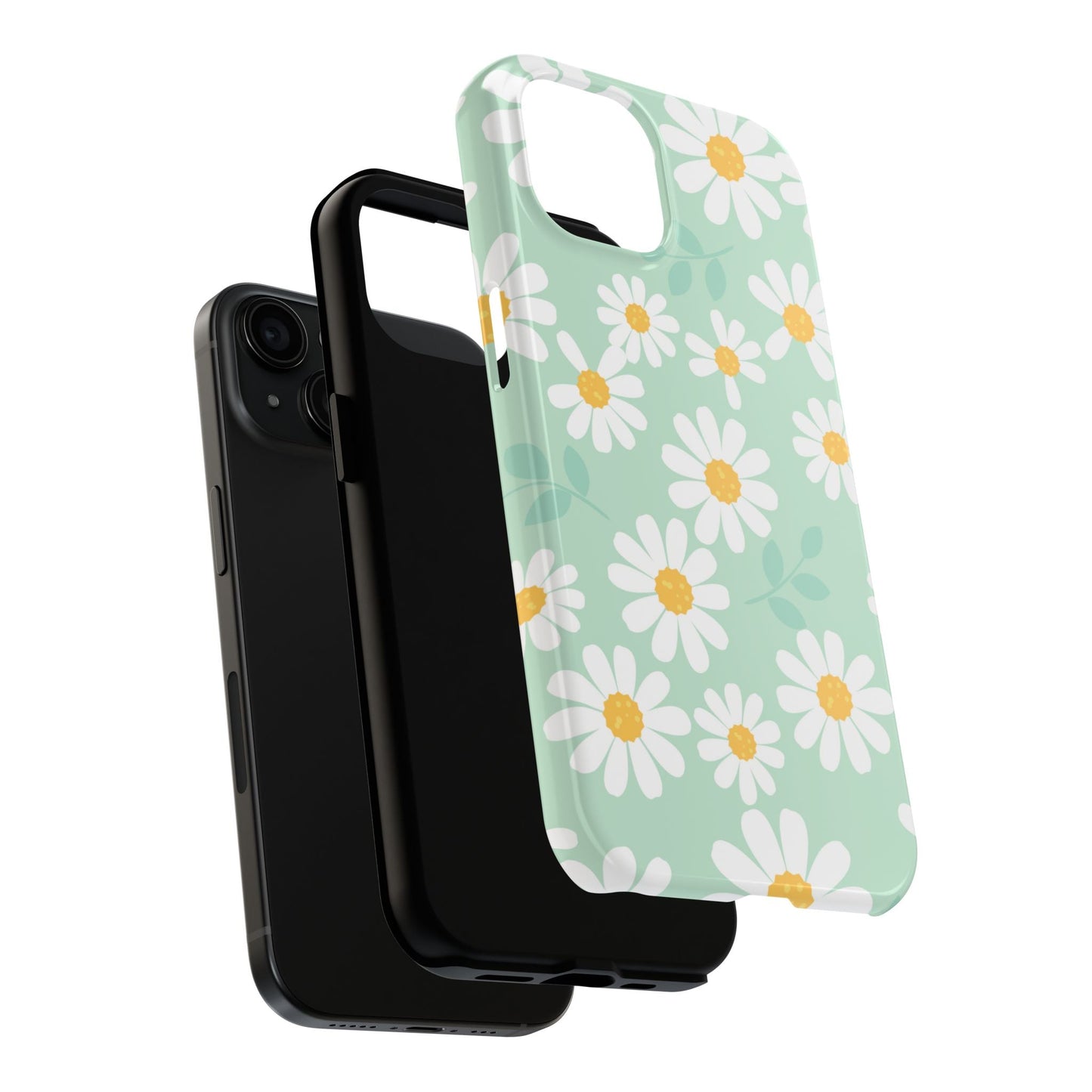Pastel Daisy iPhone Case – Soft Mint Green Floral Design, Slim and Durable - BOGO Cases