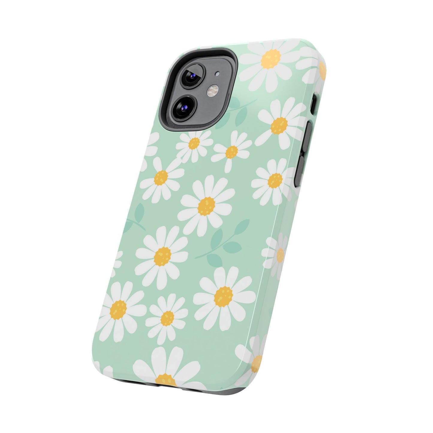 Pastel Daisy iPhone Case – Soft Mint Green Floral Design, Slim and Durable - BOGO Cases