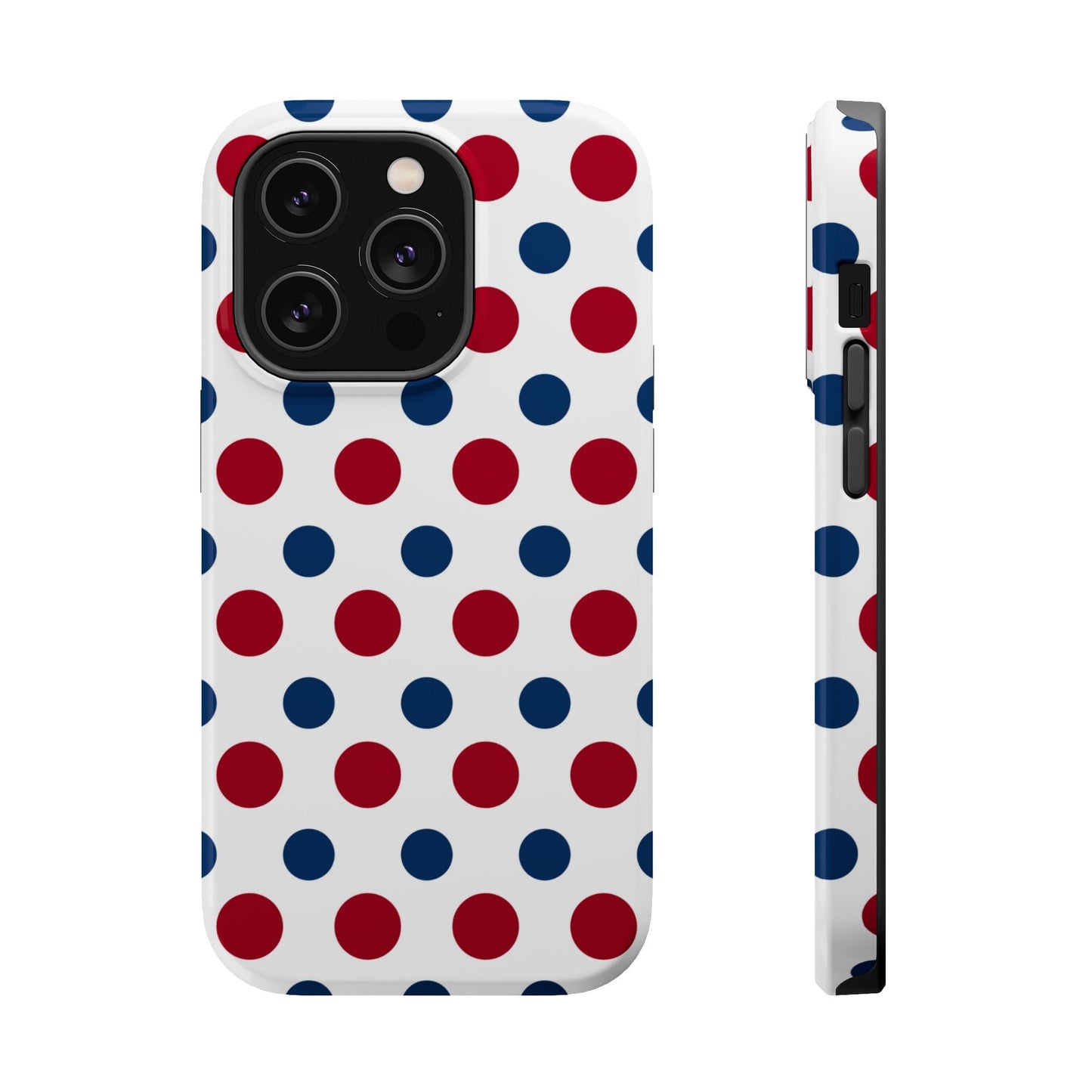 Patriotic Navy, White, and Red Polka Dot MagSafe iPhone Case - BOGO Cases