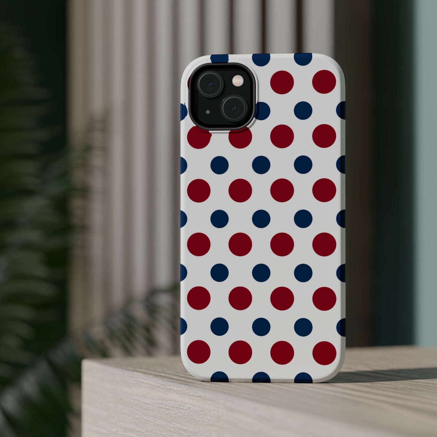 Patriotic Navy, White, and Red Polka Dot MagSafe iPhone Case - BOGO Cases