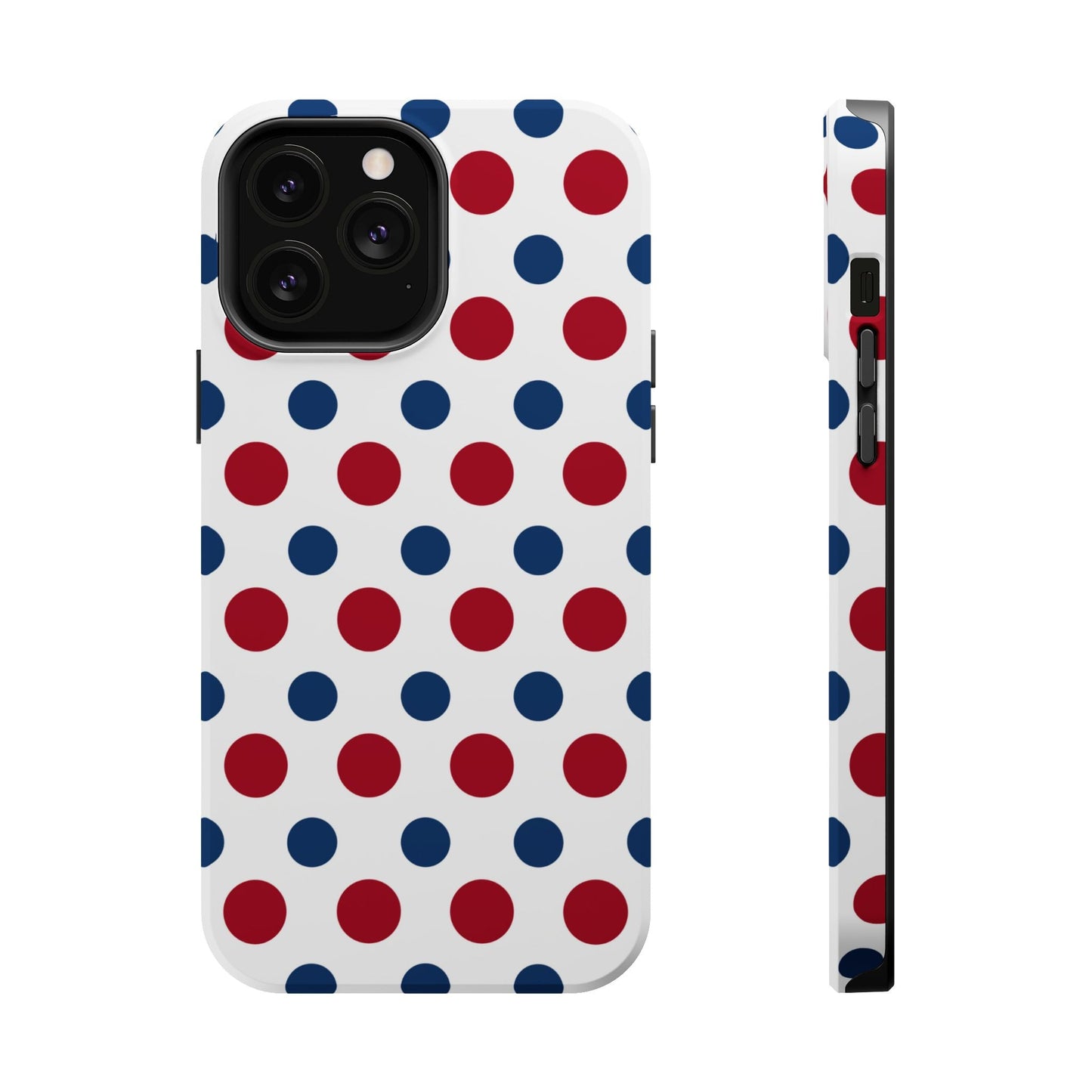 Patriotic Navy, White, and Red Polka Dot MagSafe iPhone Case - BOGO Cases