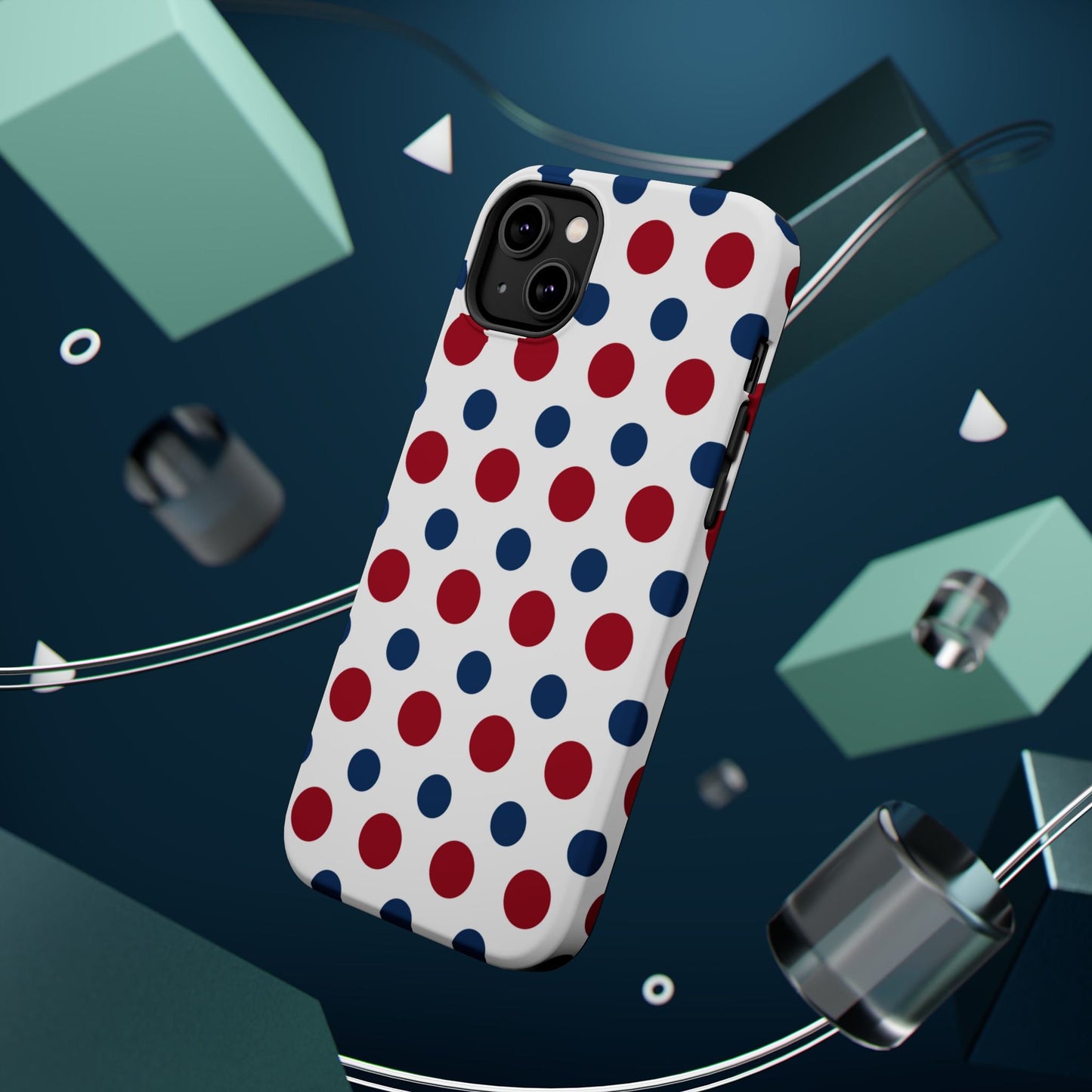 Patriotic Navy, White, and Red Polka Dot MagSafe iPhone Case - BOGO Cases