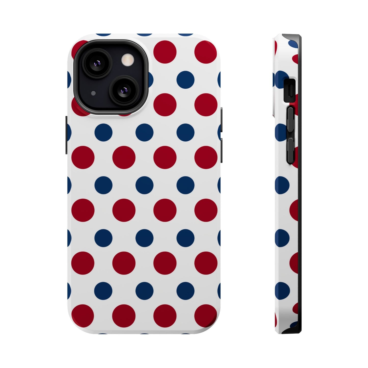 Patriotic Navy, White, and Red Polka Dot MagSafe iPhone Case - BOGO Cases