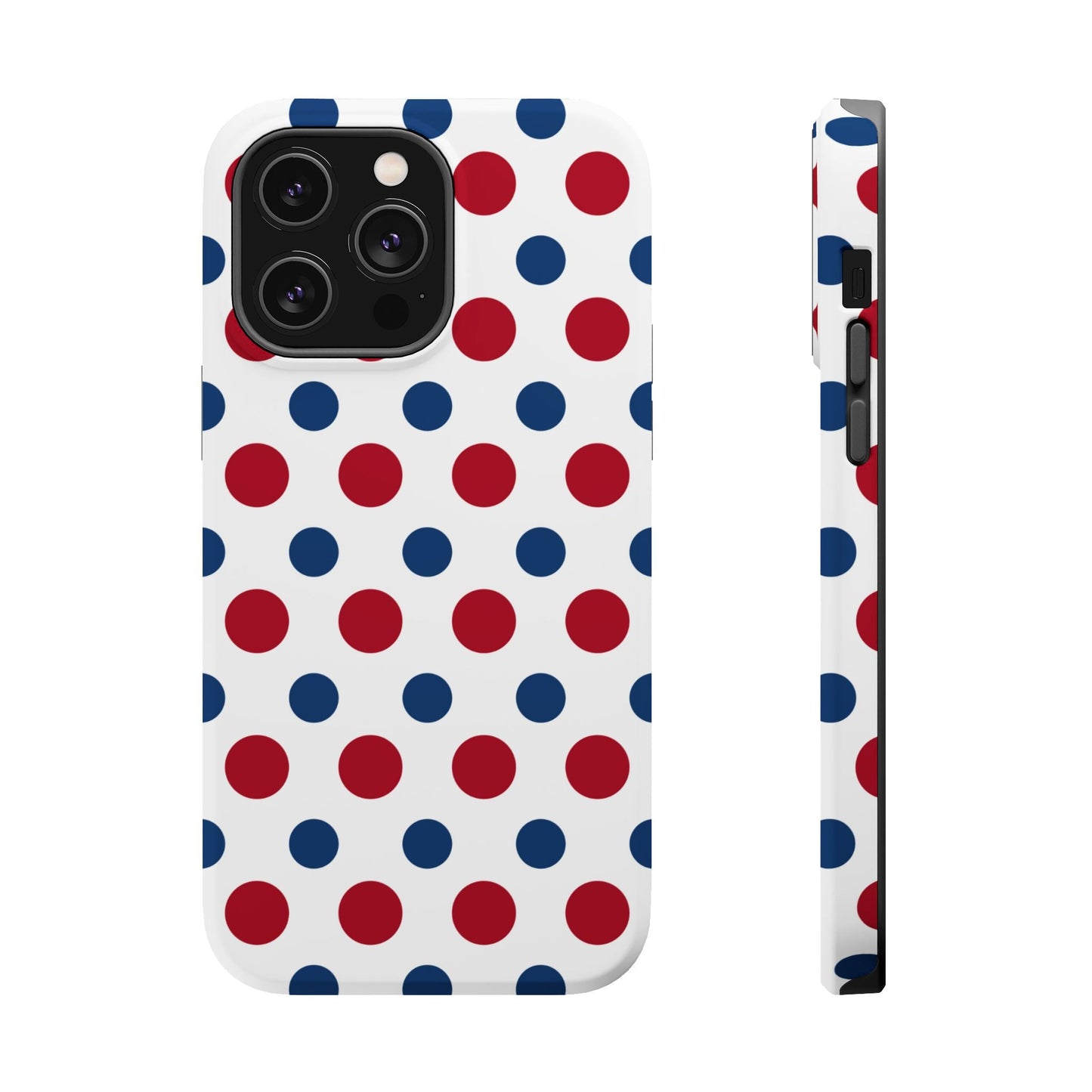 Patriotic Navy, White, and Red Polka Dot MagSafe iPhone Case - BOGO Cases