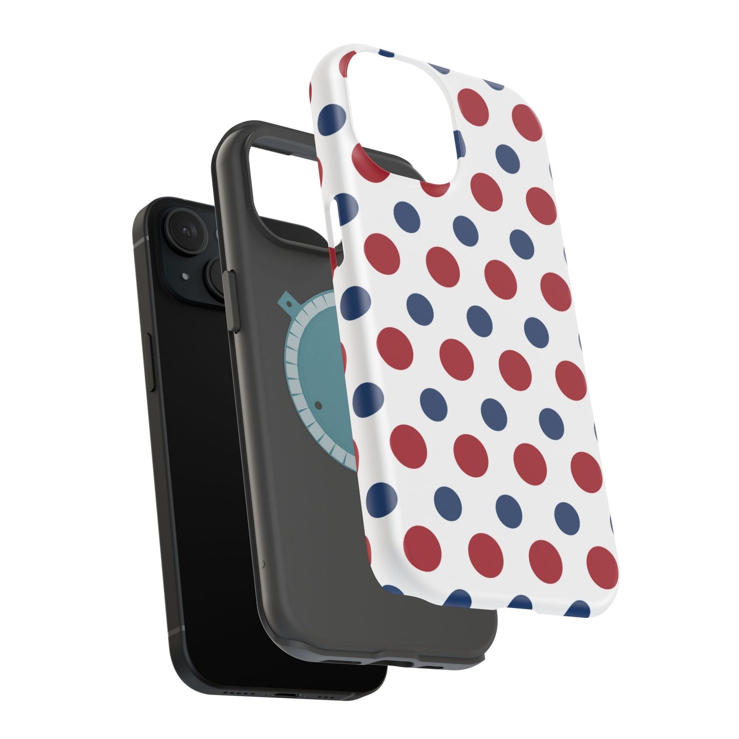 Patriotic Navy, White, and Red Polka Dot MagSafe iPhone Case - BOGO Cases